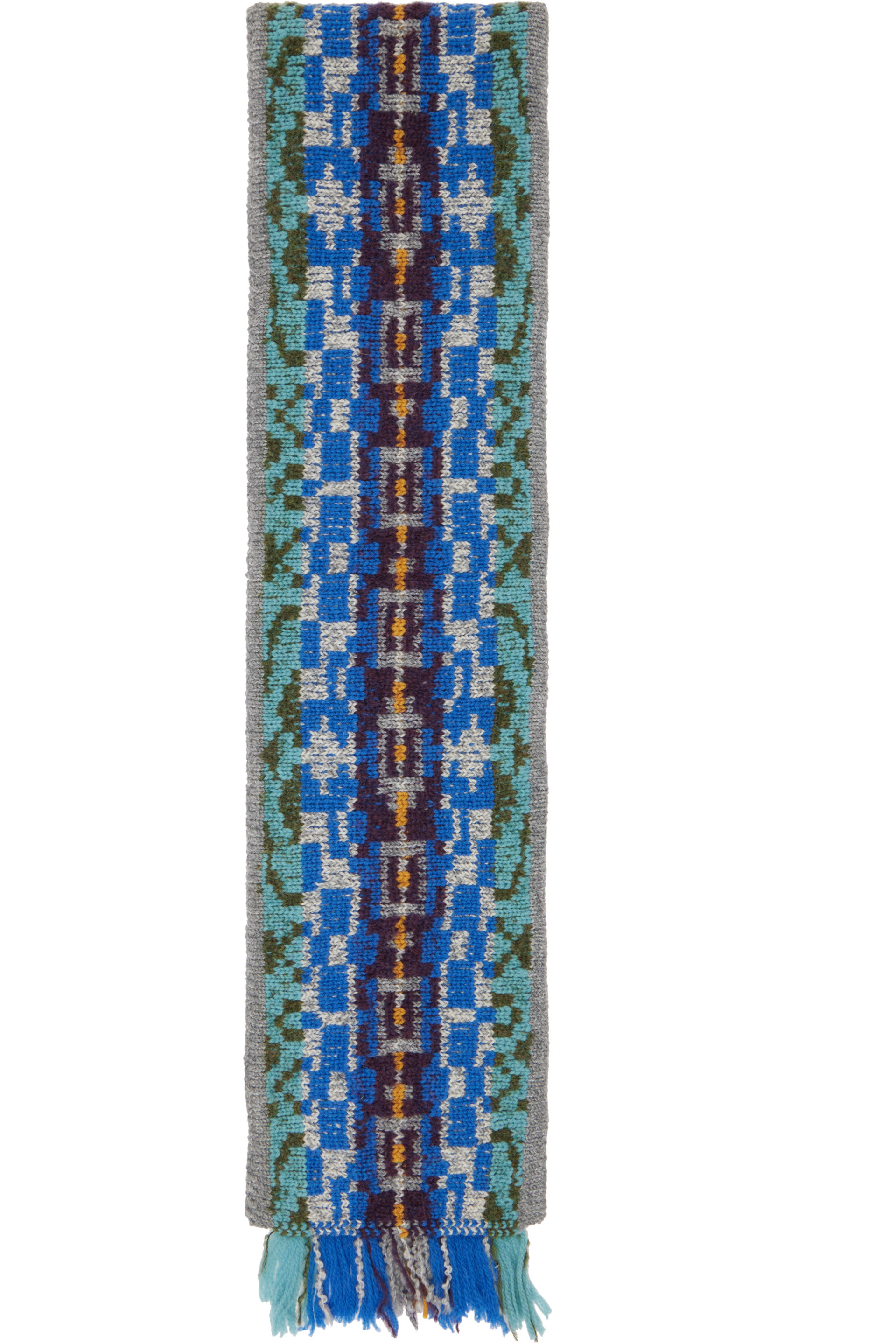 Dries Van Noten - Gray Jacquard Wool Scarf