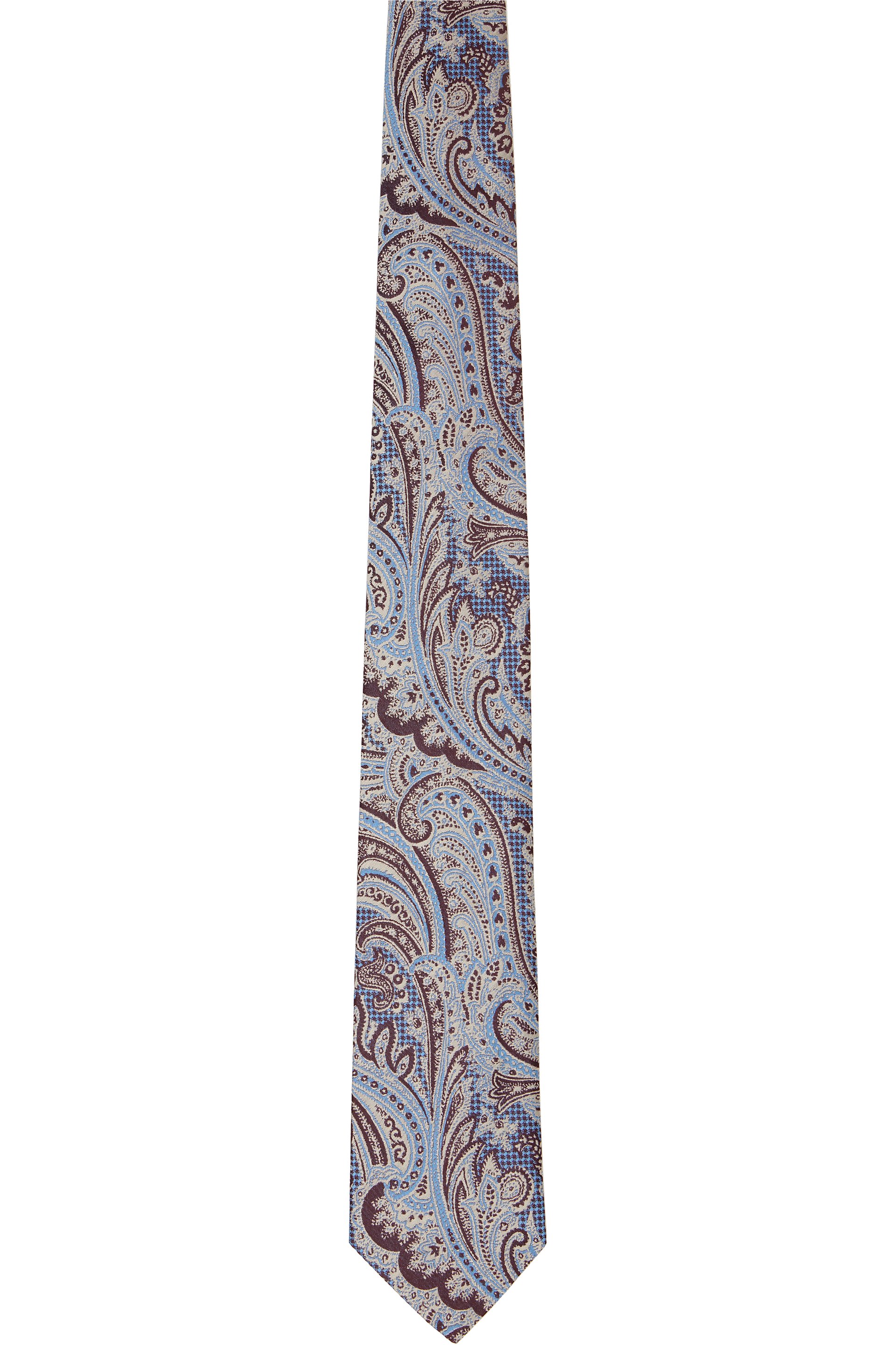 Dries Van Noten - Cravate bleu et bourgogne à motif cachemire