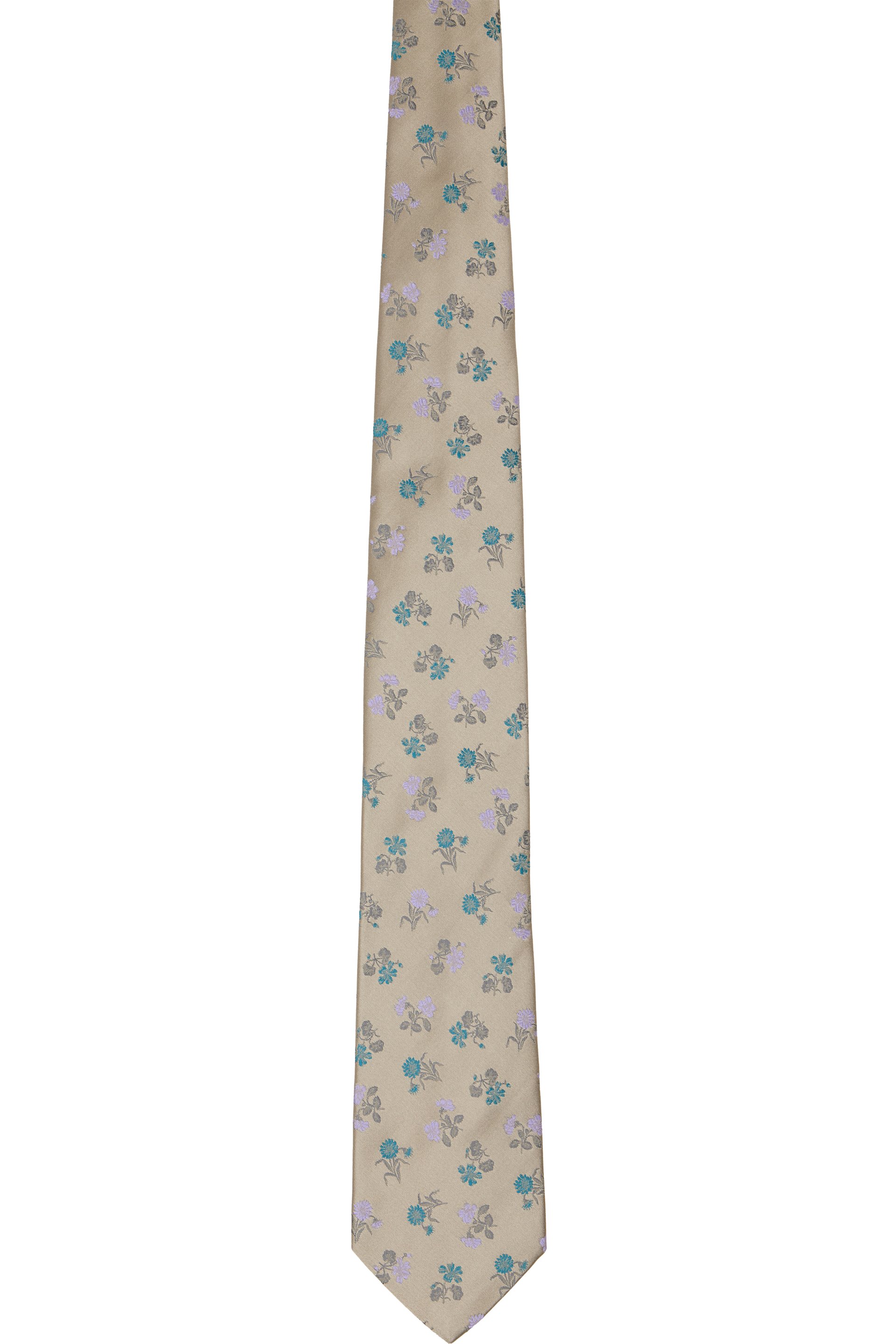Dries Van Noten - Cravate beige à motif fleuri