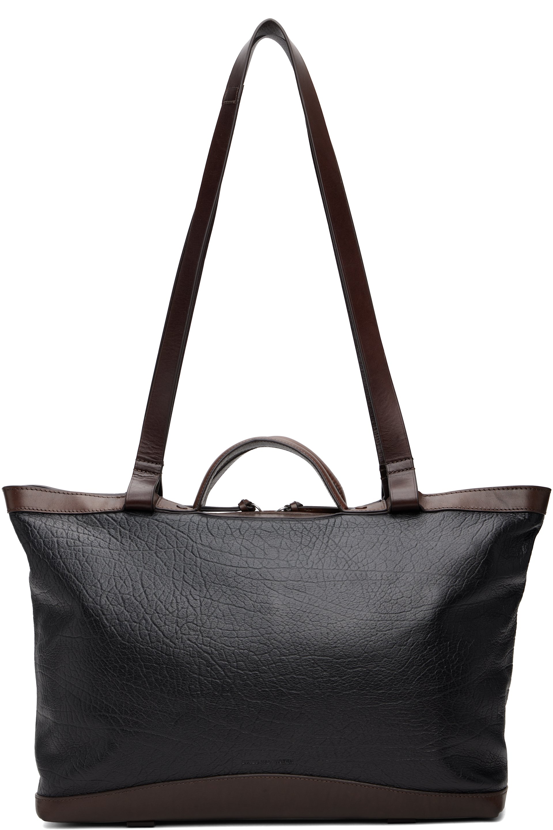 Dries Van Noten - Cabas noir et brun en cuir