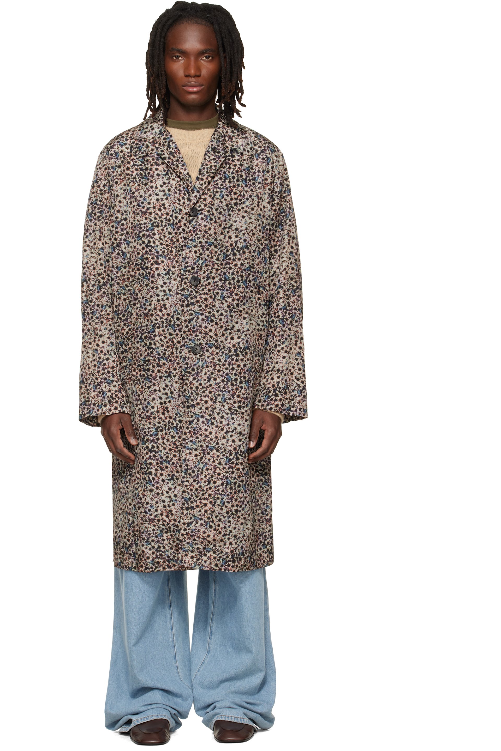 Dries Van Noten - Gray Printed Coat