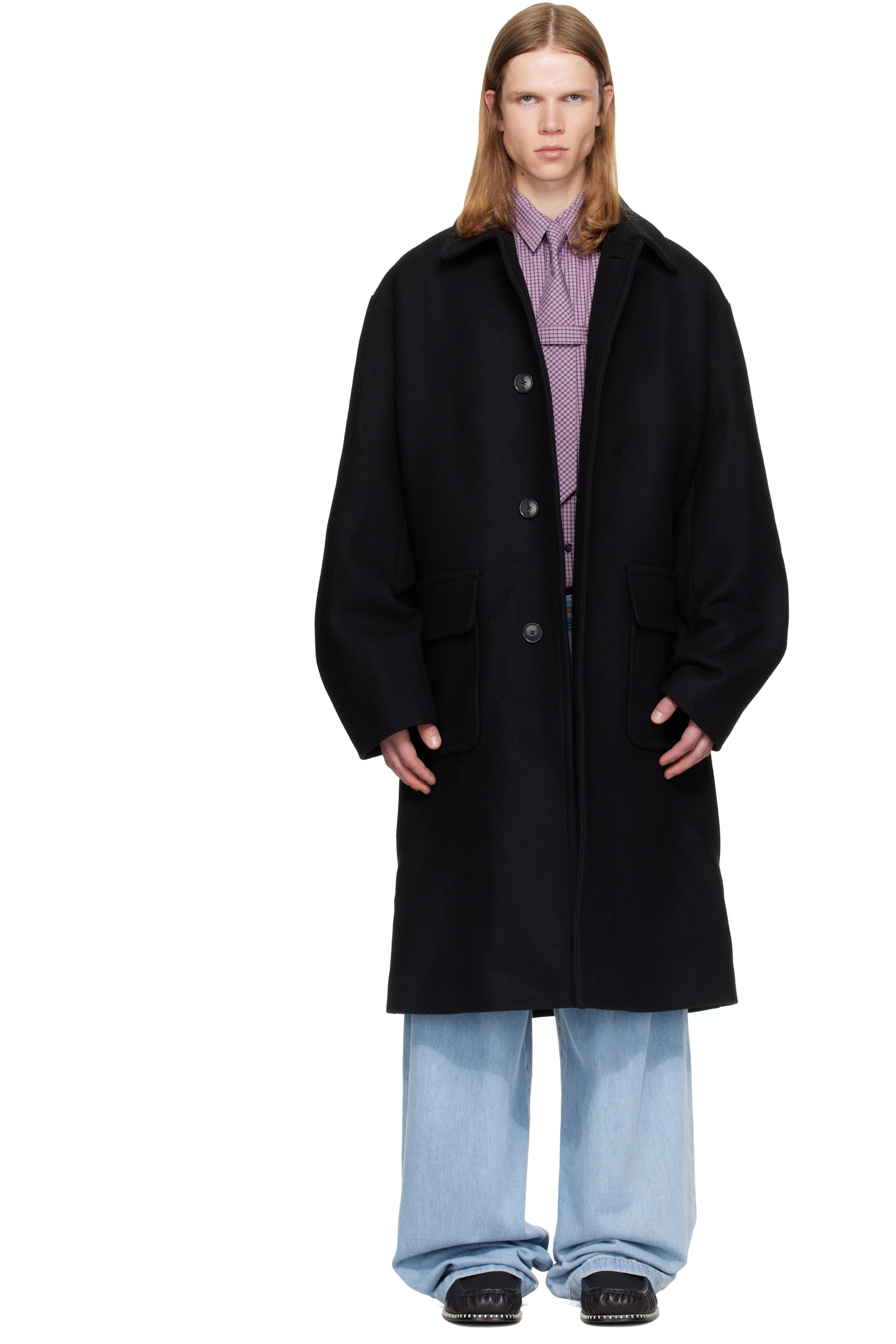 Dries Van Noten - Black Single-Breasted Wool Coat