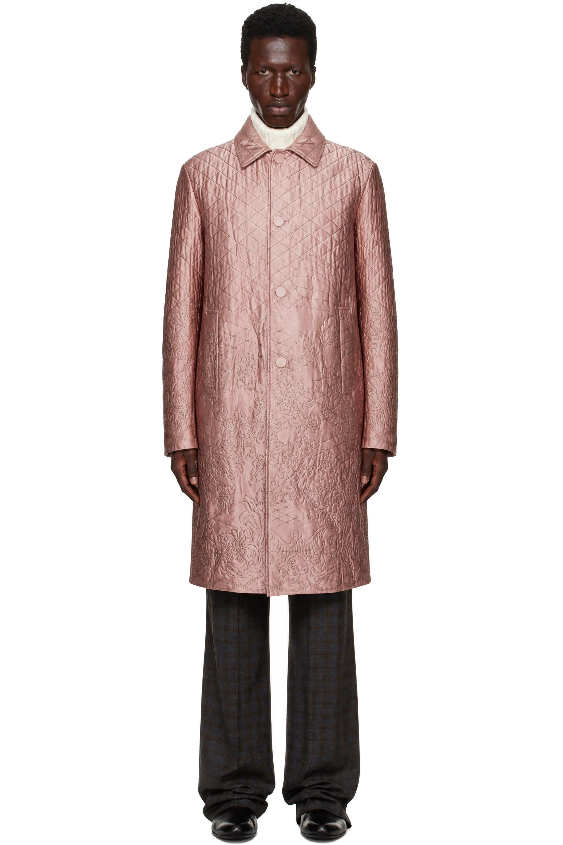 Dries Van Noten - SSENSE Exclusive Pink Embroidered Coat
