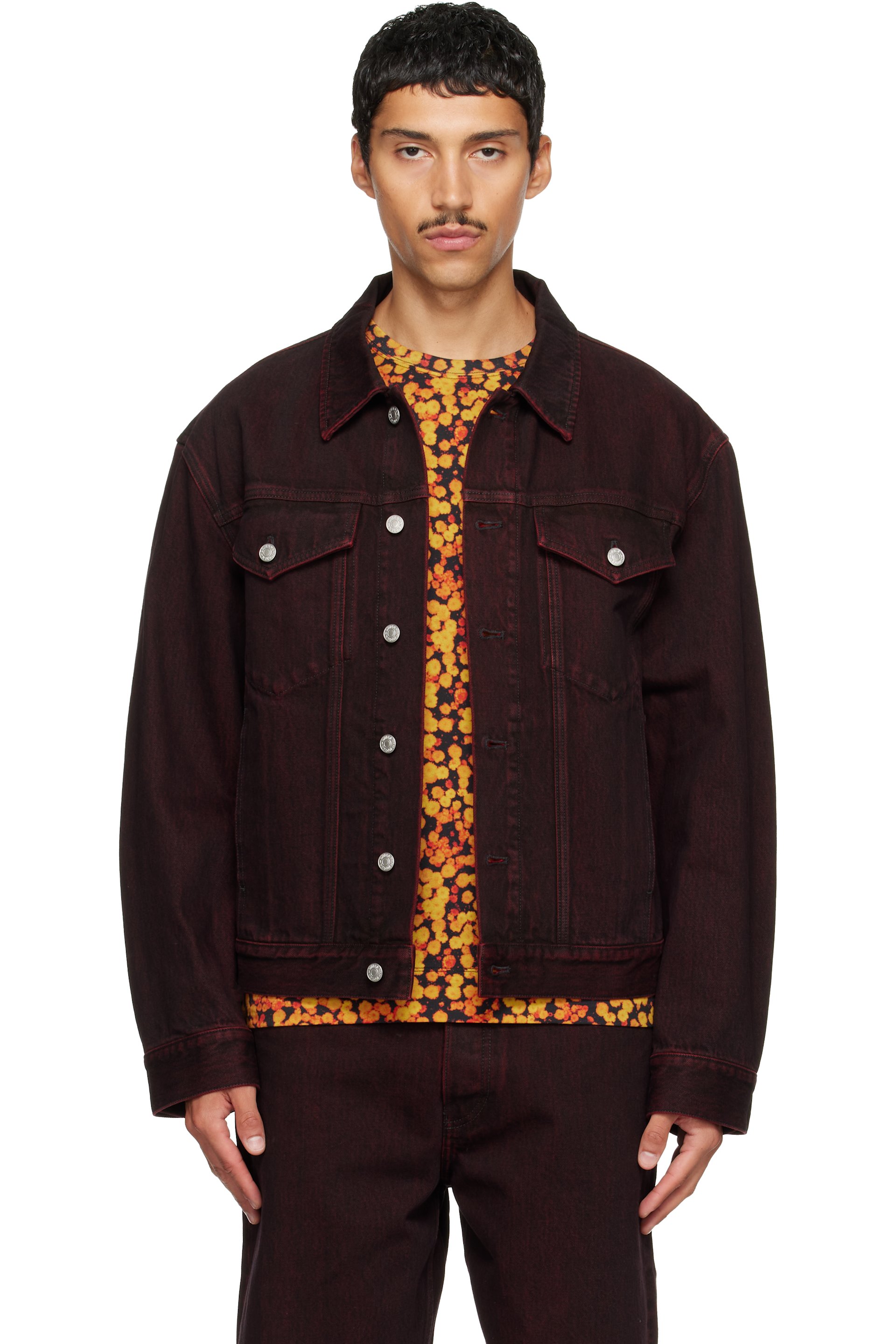 Dries Van Noten - Burgundy Faded Denim Jacket