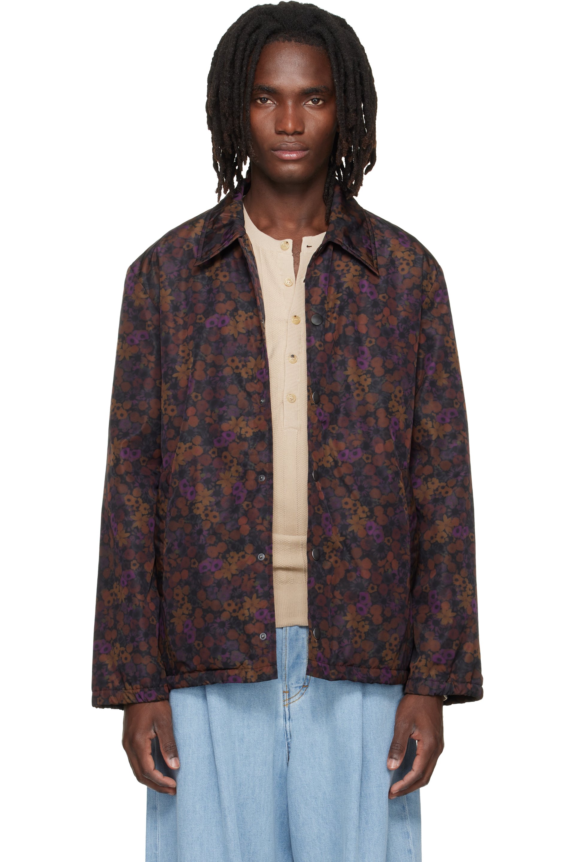 Dries Van Noten - 棕色 & 紫色 Floral 夹克