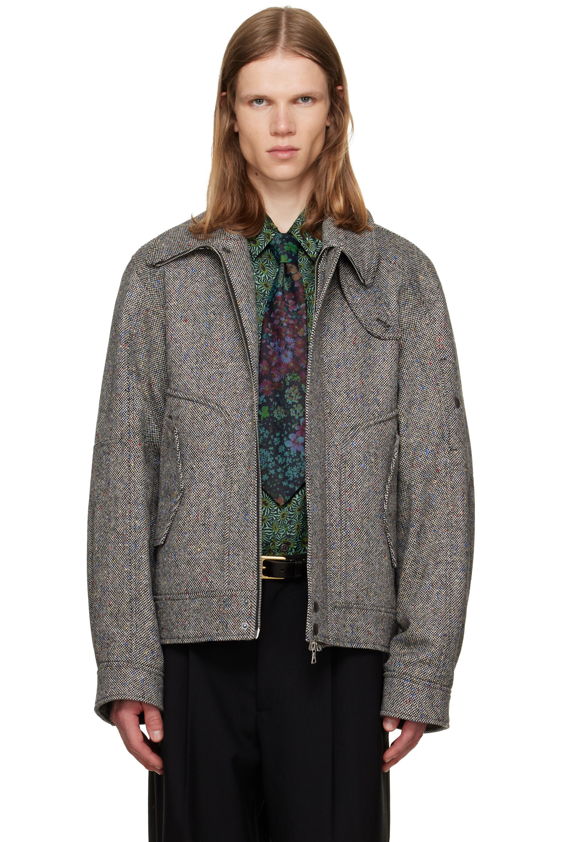 Dries Van Noten - Blouson gris en laine