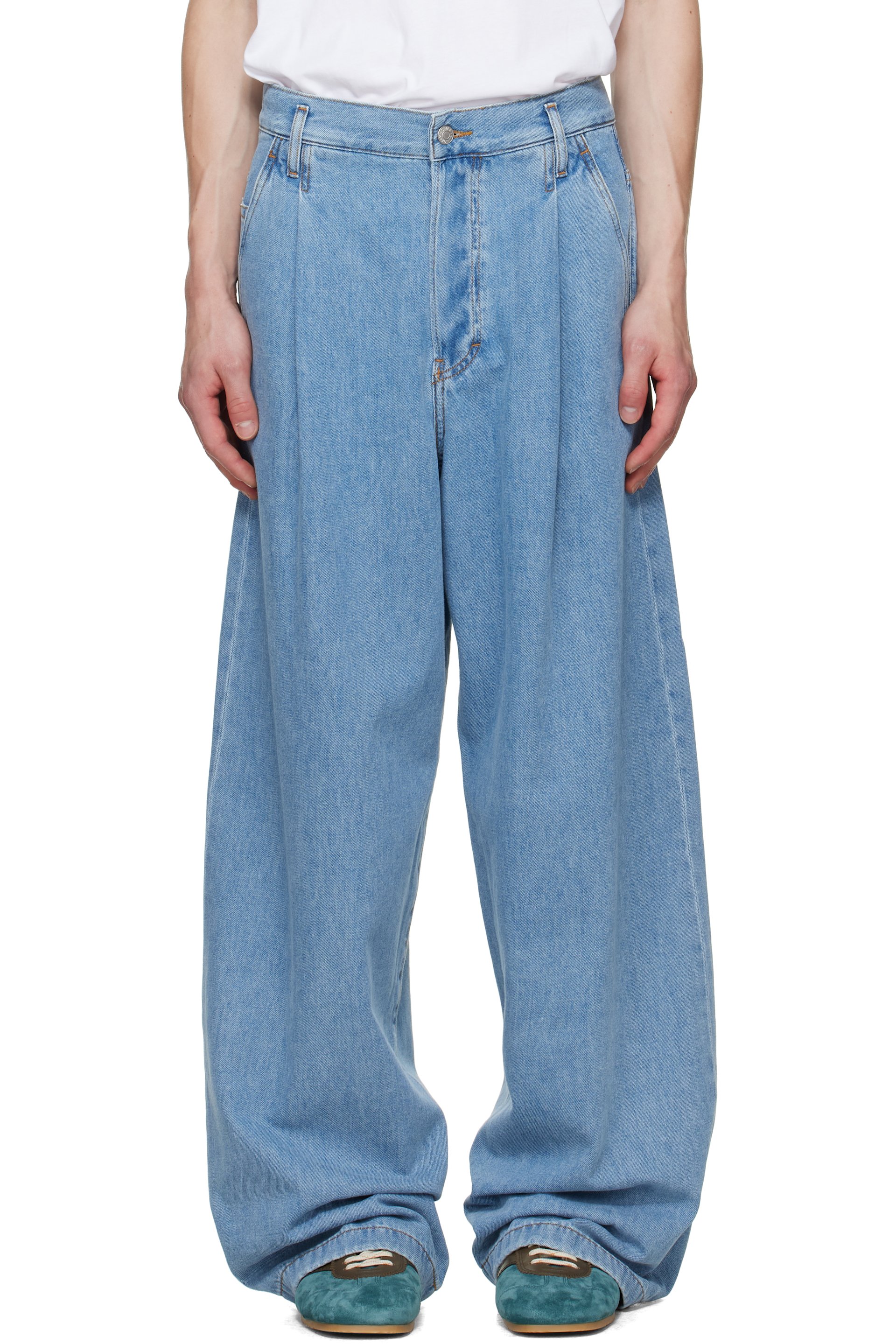 Dries Van Noten - Jean bleu à plis