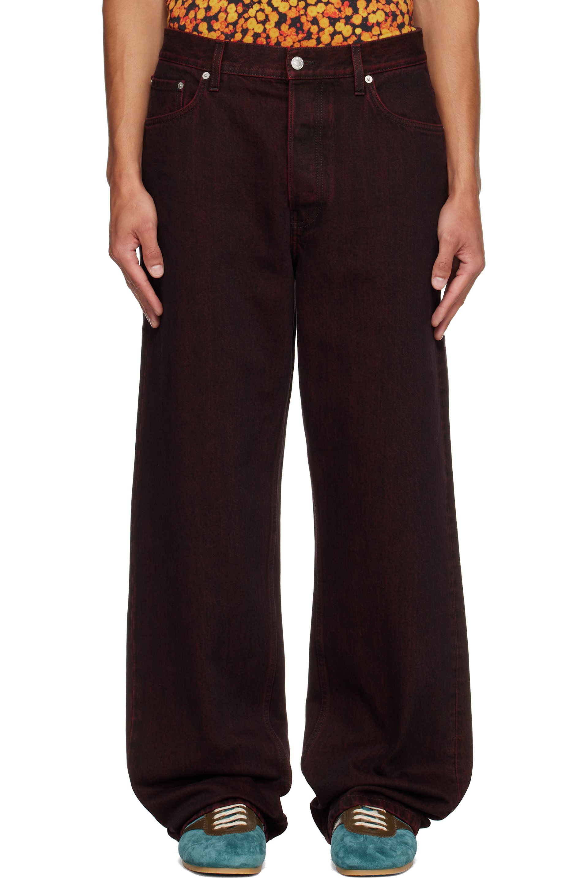 Dries Van Noten - Burgundy Faded Jeans