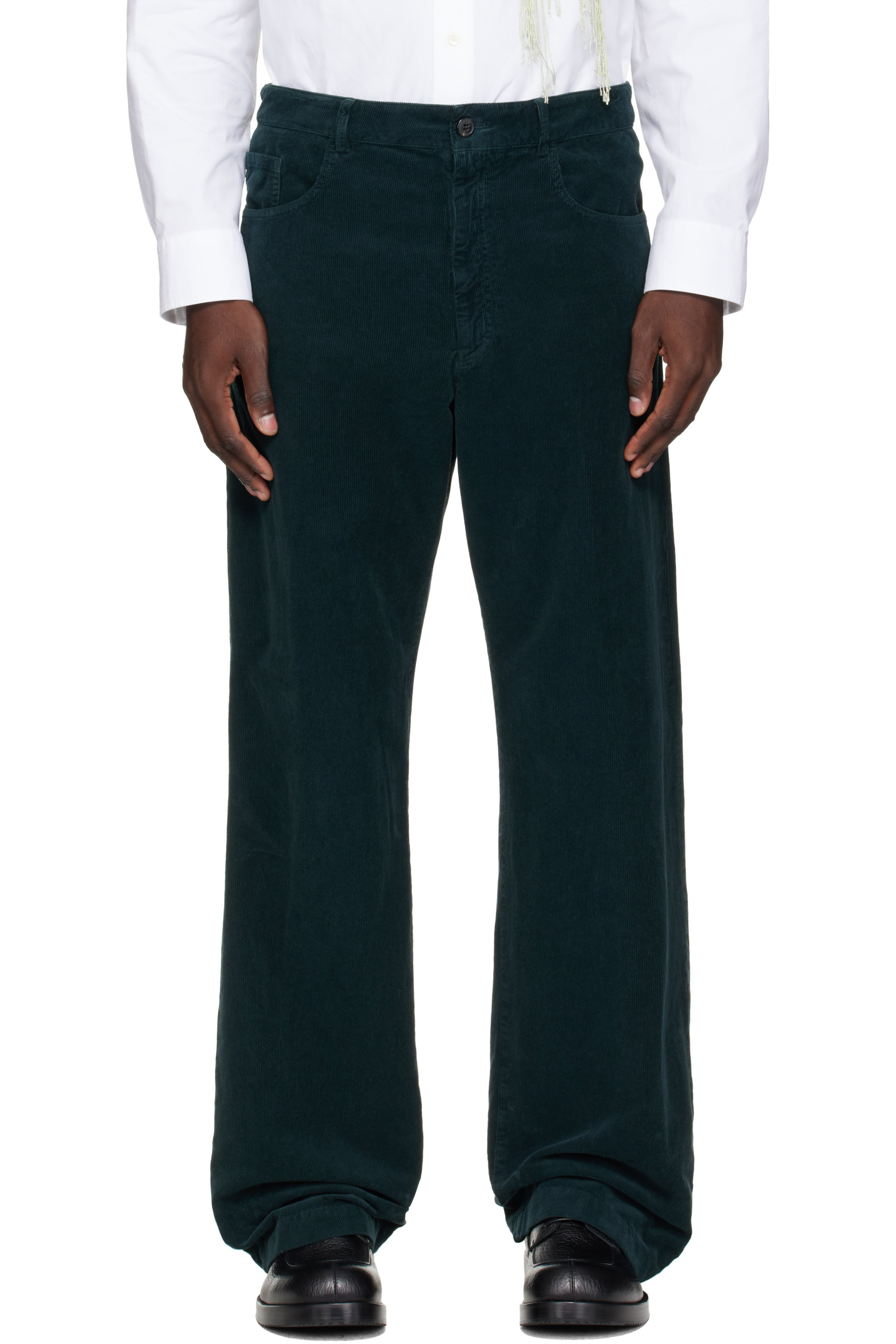Dries Van Noten - Green Loose Overdyed Trousers