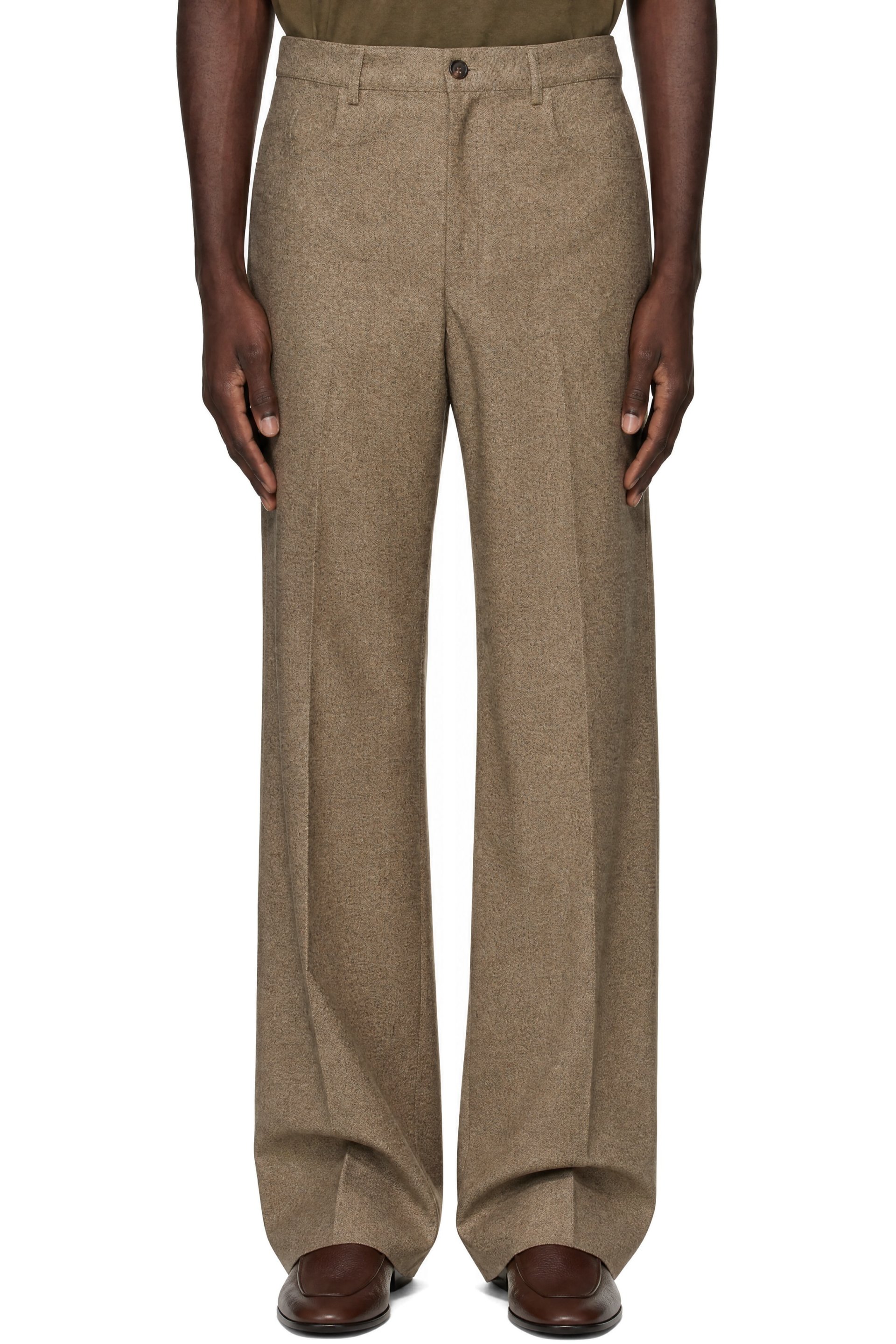 Dries Van Noten - Beige & Black Twill Trousers