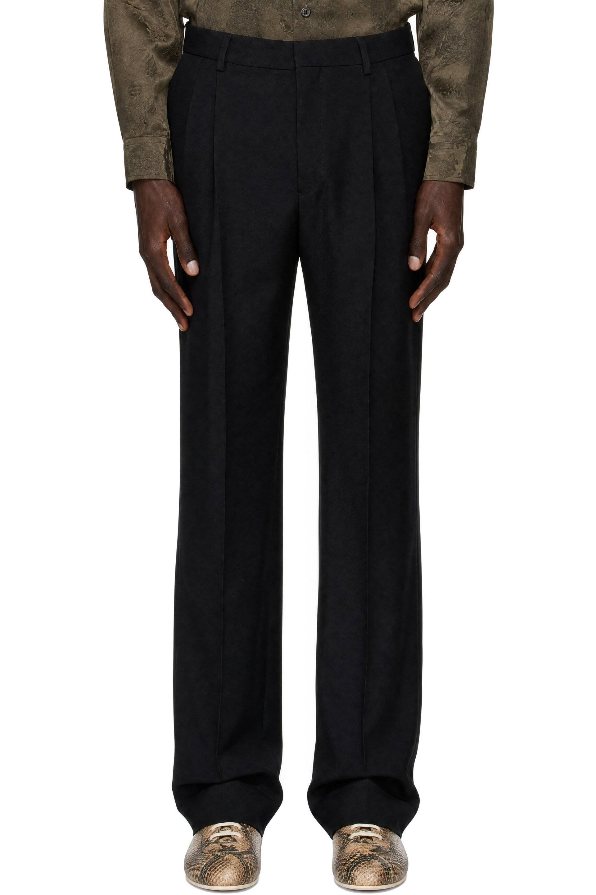 Dries Van Noten - Black Pleated Wool Trousers
