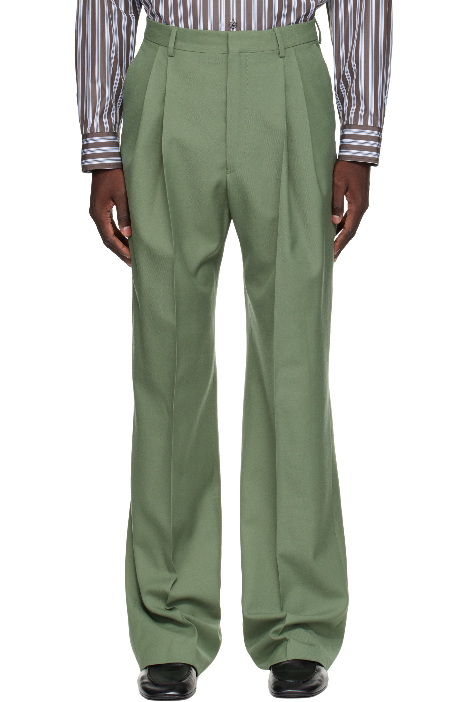 Dries Van Noten - Green Straight-Leg Wool Trousers
