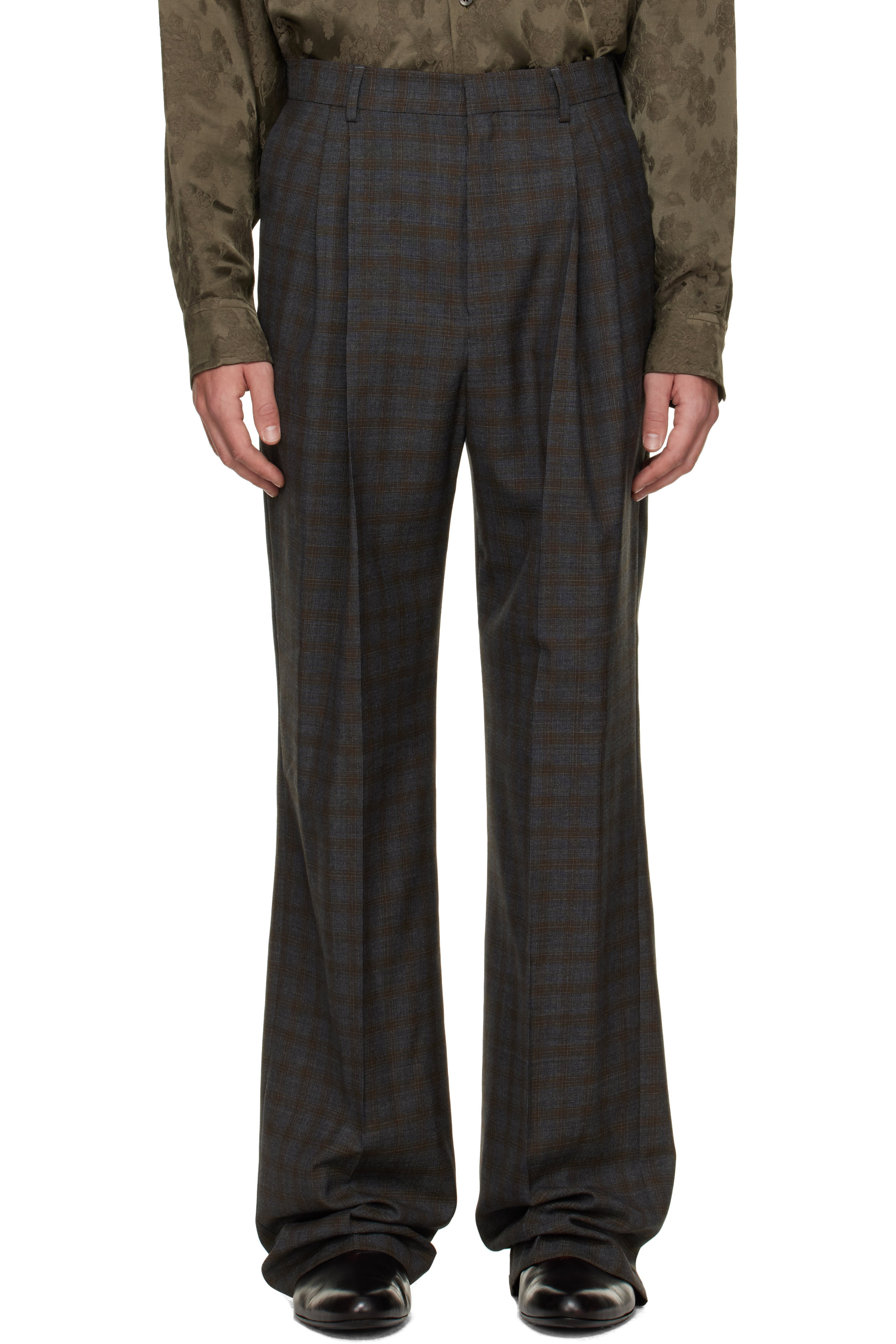 Dries Van Noten - Gray Long Straight-Leg Wool Trousers