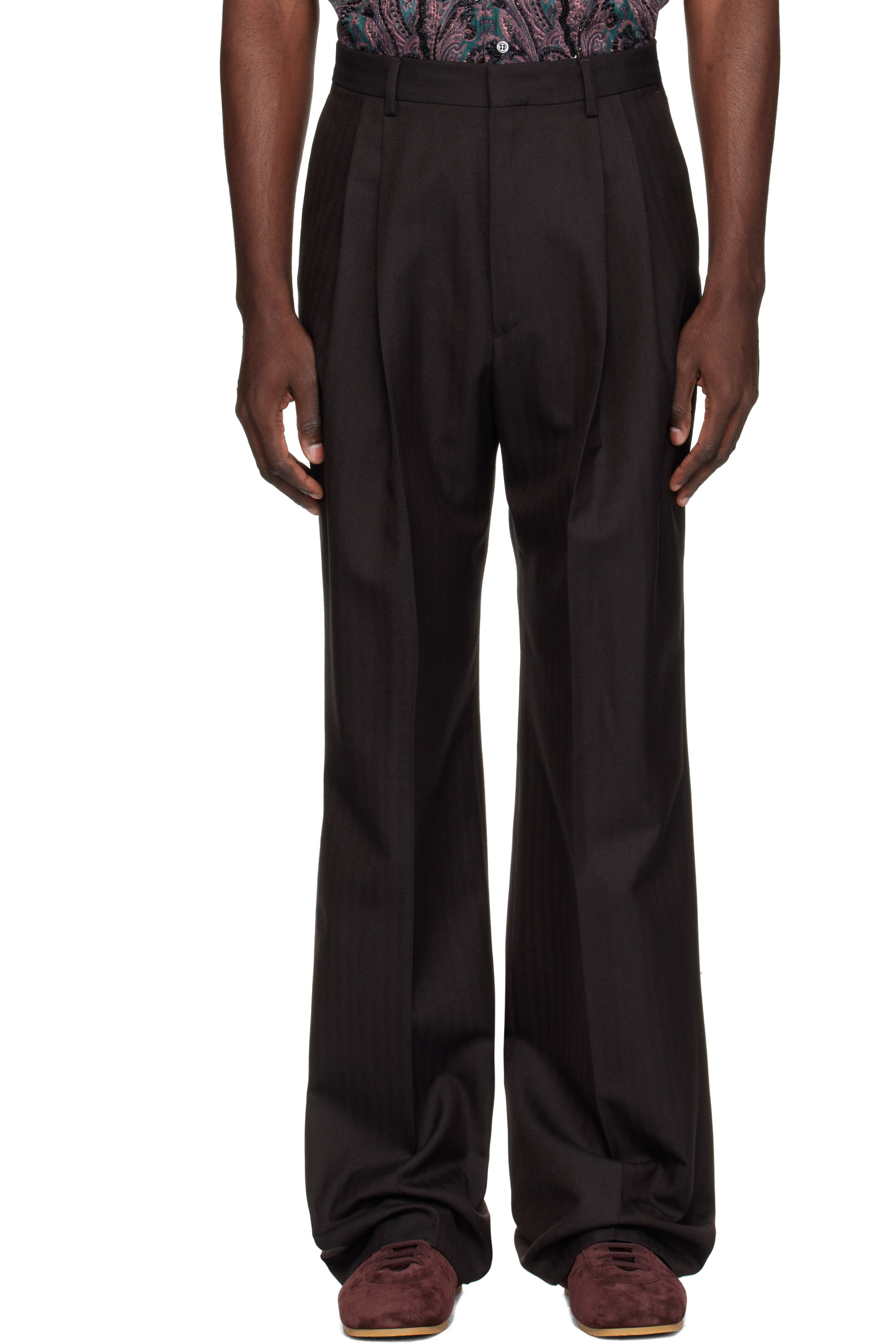 Dries Van Noten - Brown Straight-Leg Wool Trousers