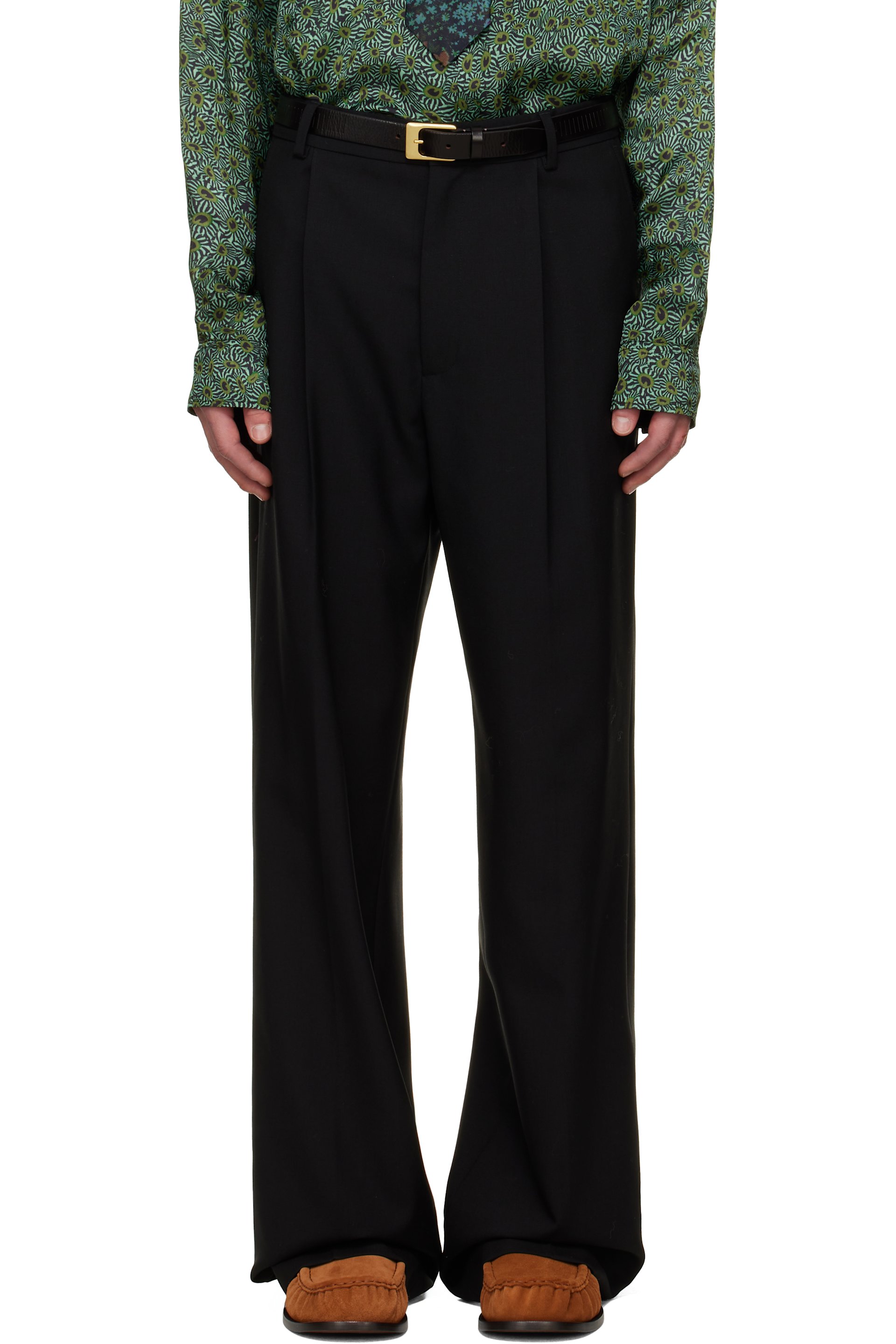 Dries Van Noten - Pantalon noir à plis