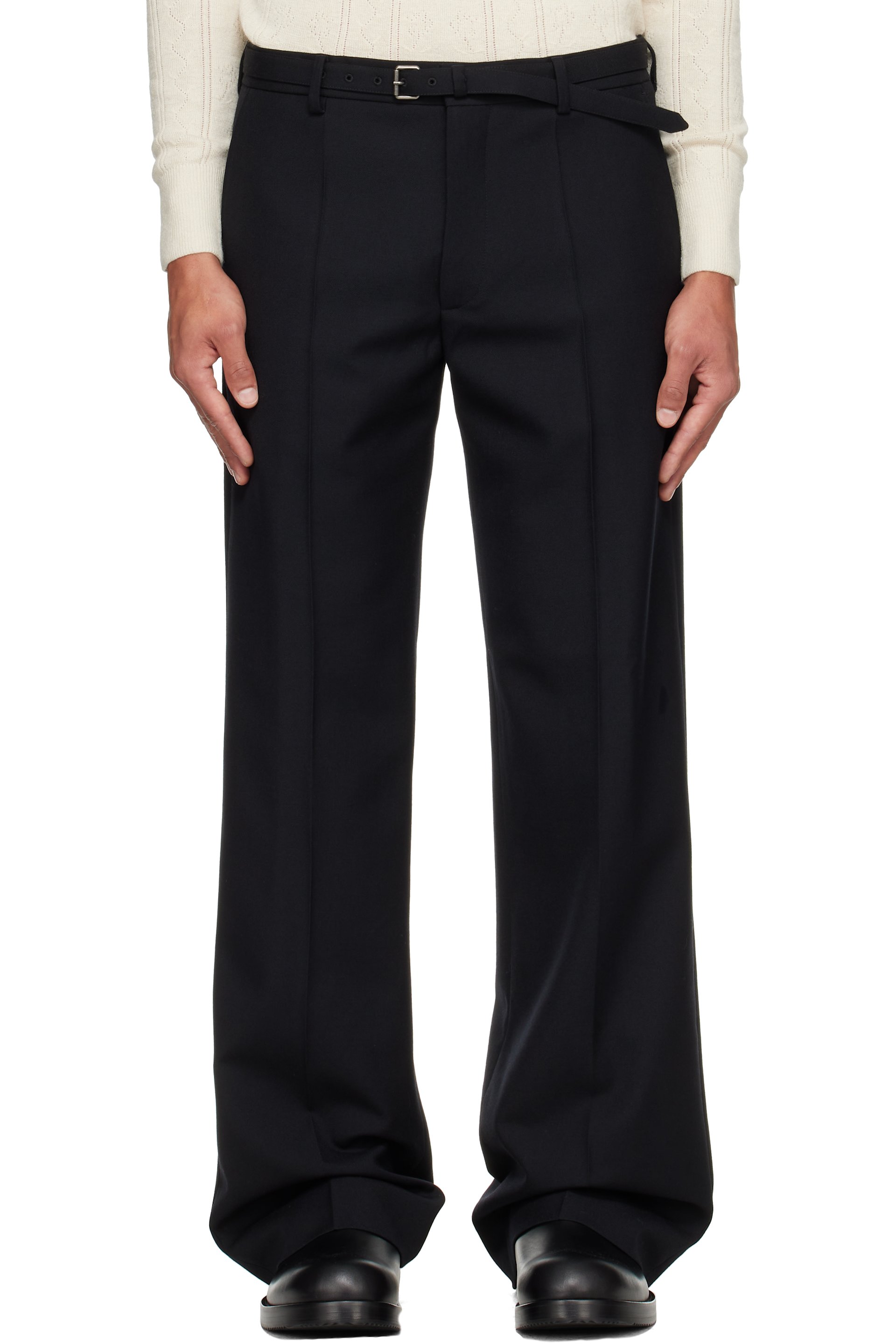 Dries Van Noten - Black Belted Wool Trousers