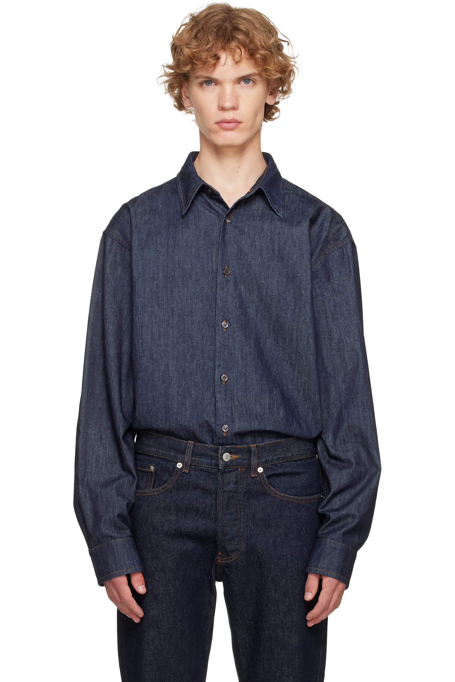 Dries Van Noten - ブルー ルーズフィット デニムシャツ