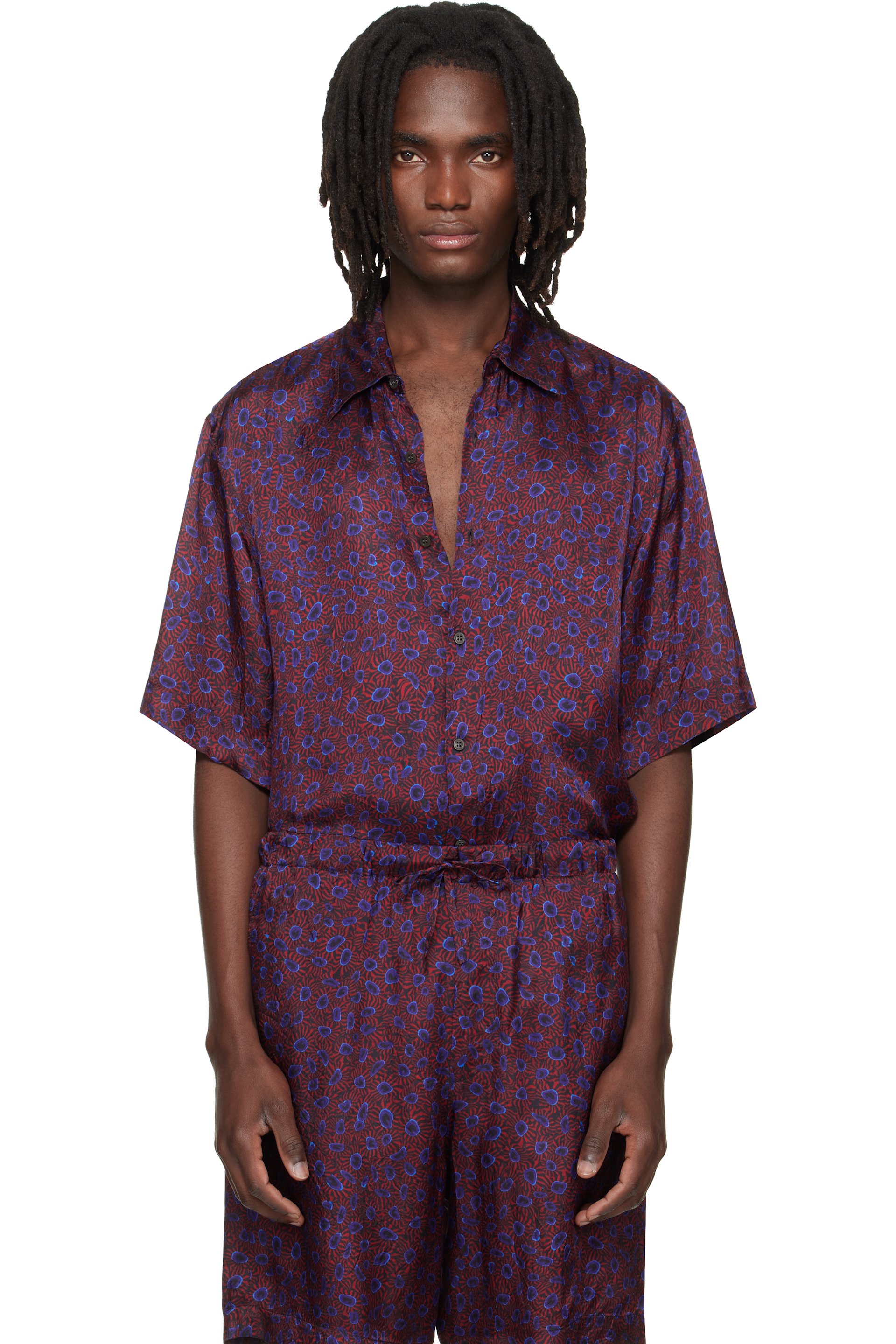 Dries Van Noten - Red & Purple Button-Down Shirt