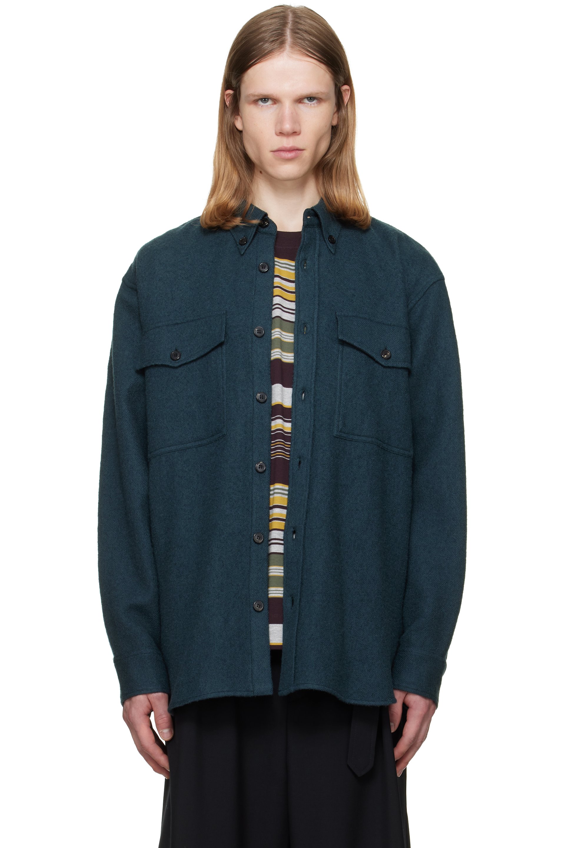 Dries Van Noten - Green Wool Overshirt