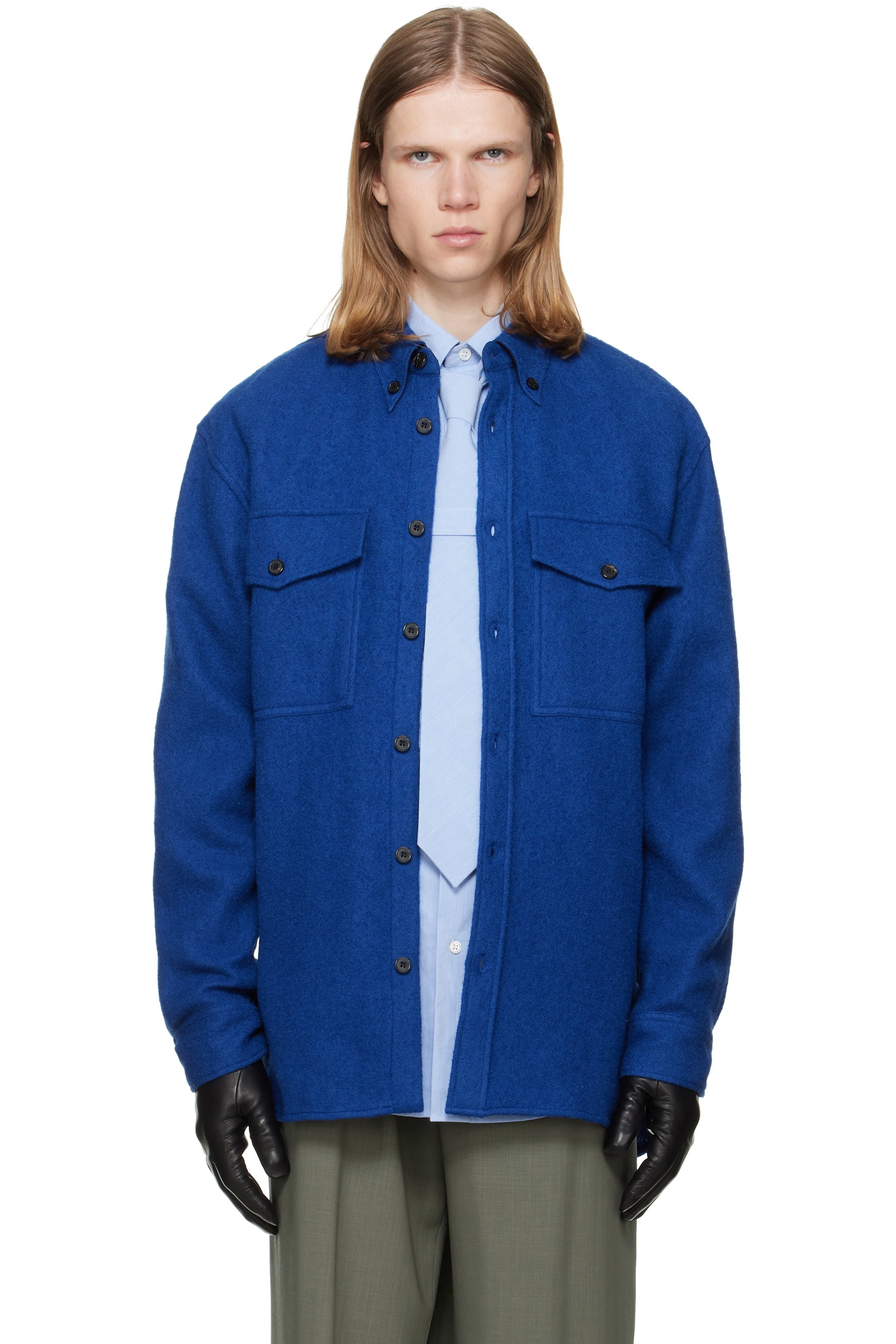 Dries Van Noten - Blue Wool Overshirt