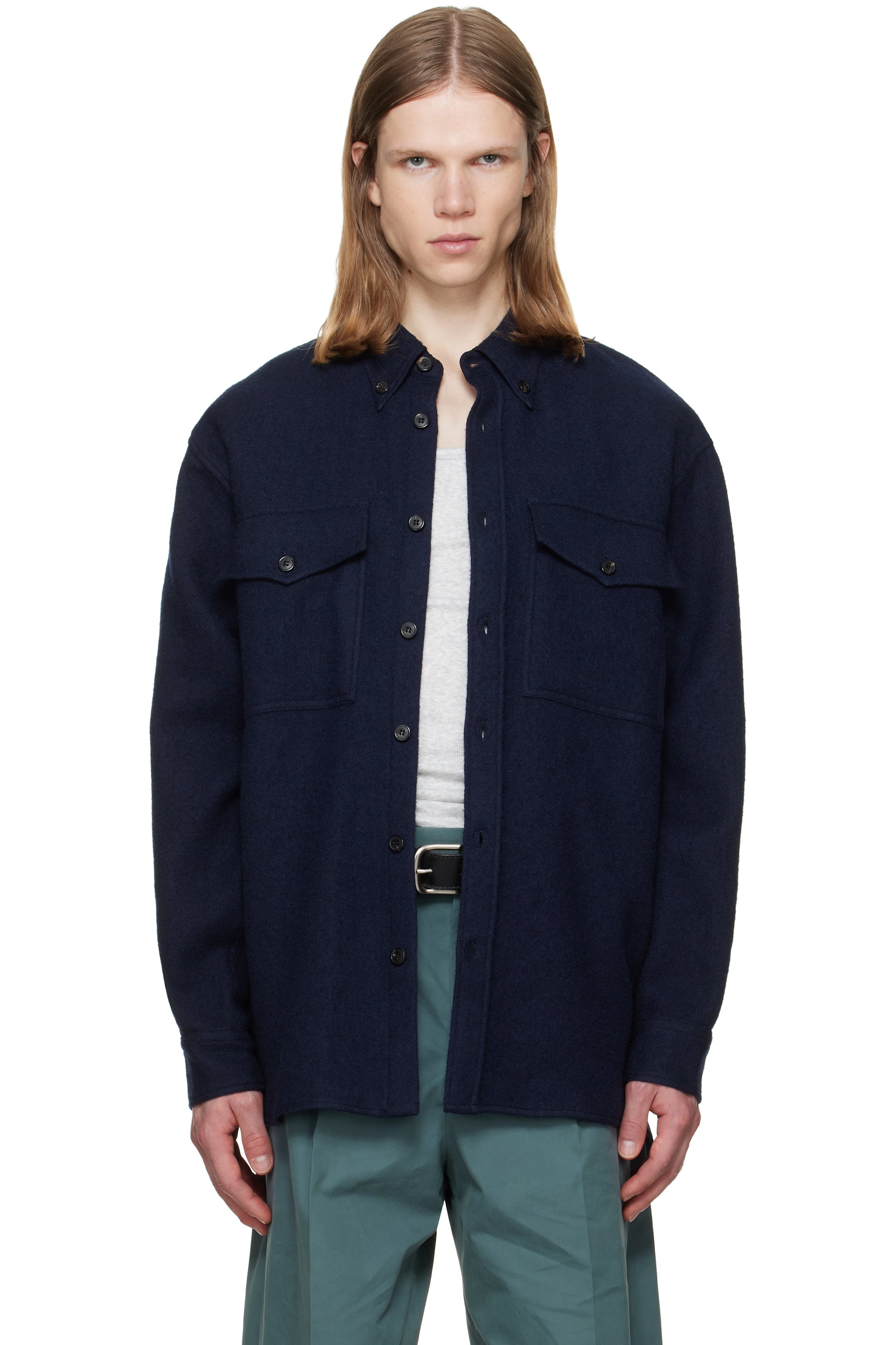 Dries Van Noten - Navy Wool Overshirt