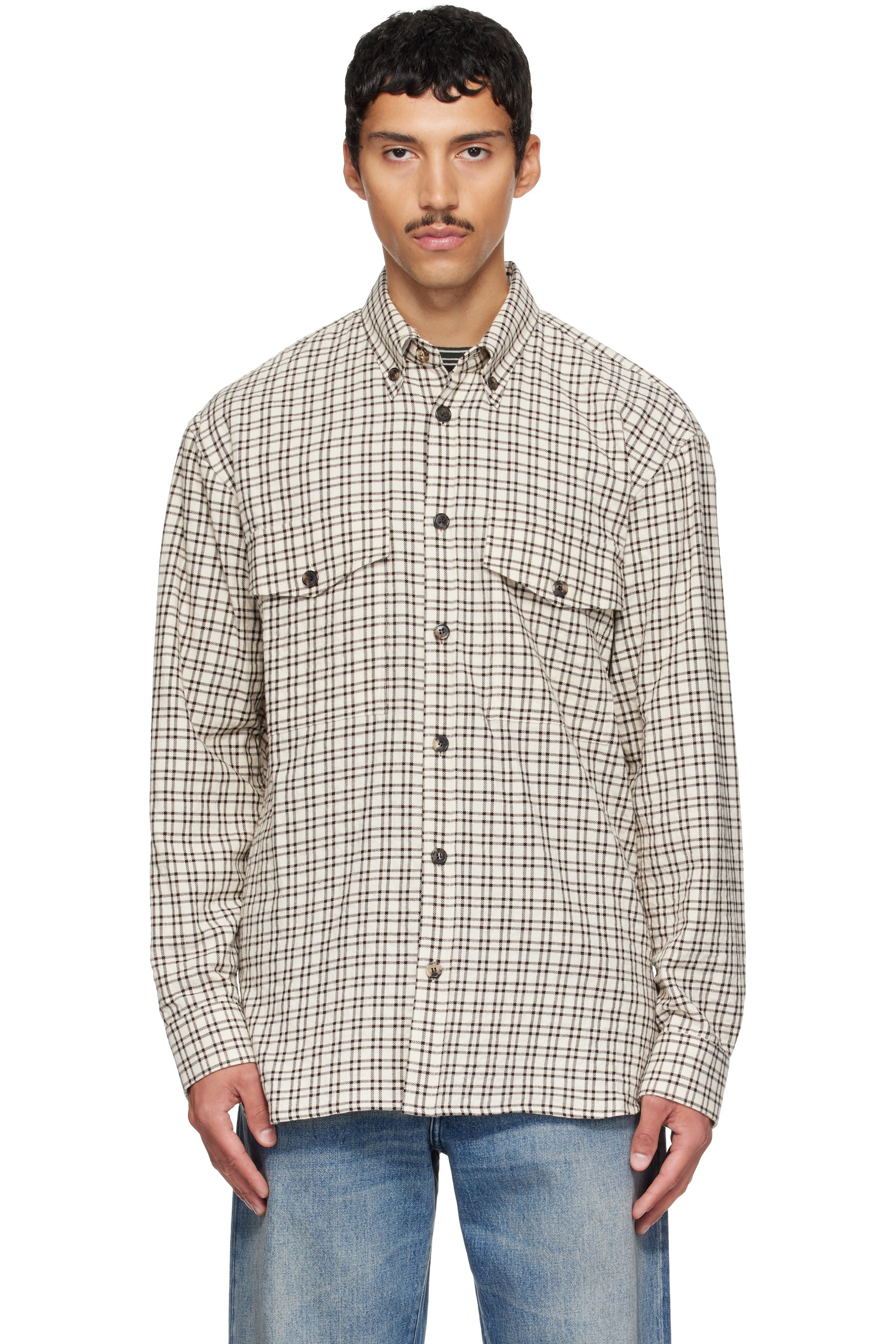 Dries Van Noten - Off-White Loose Flannel Shirt