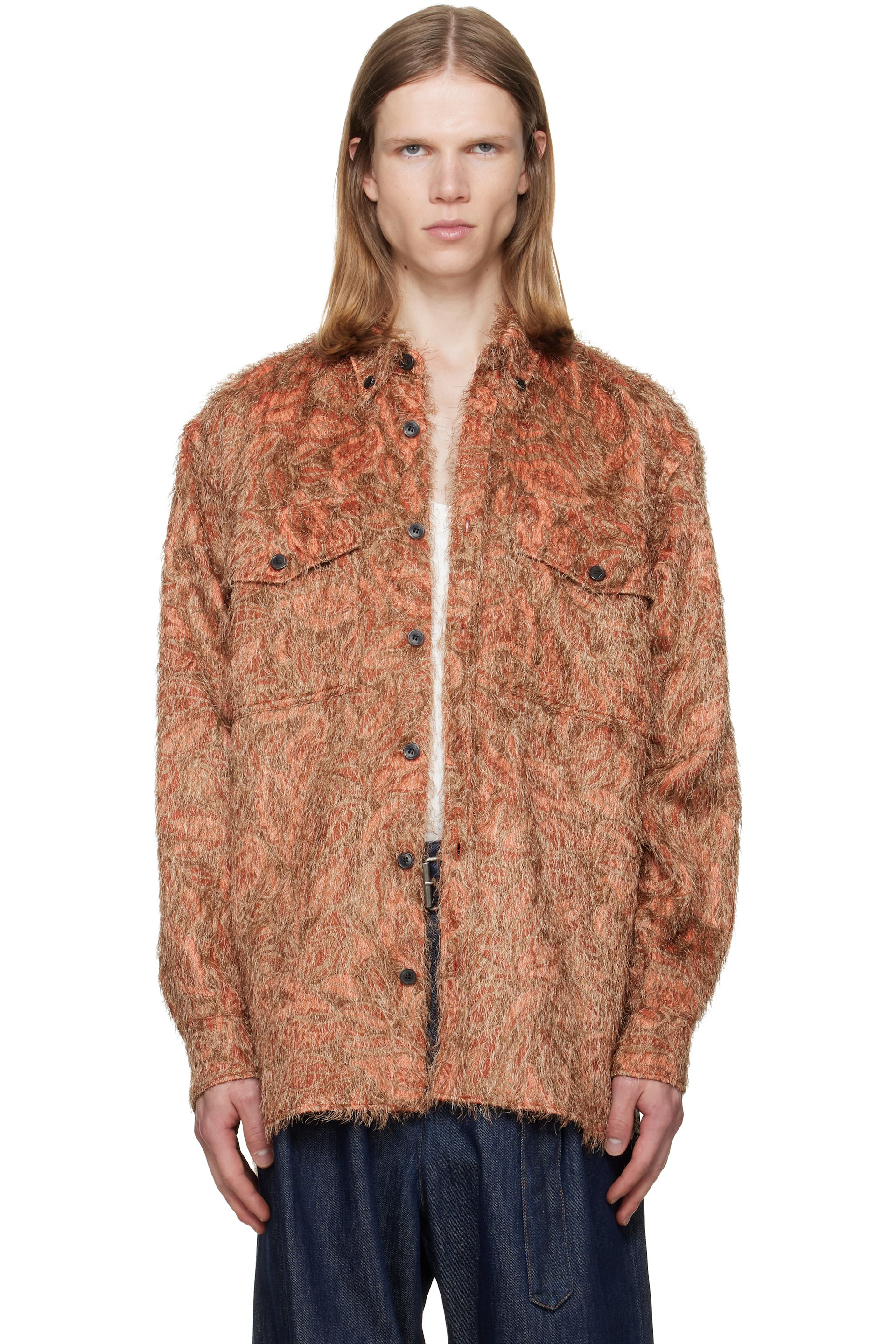 Dries Van Noten - Orange Loose Shag Shirt