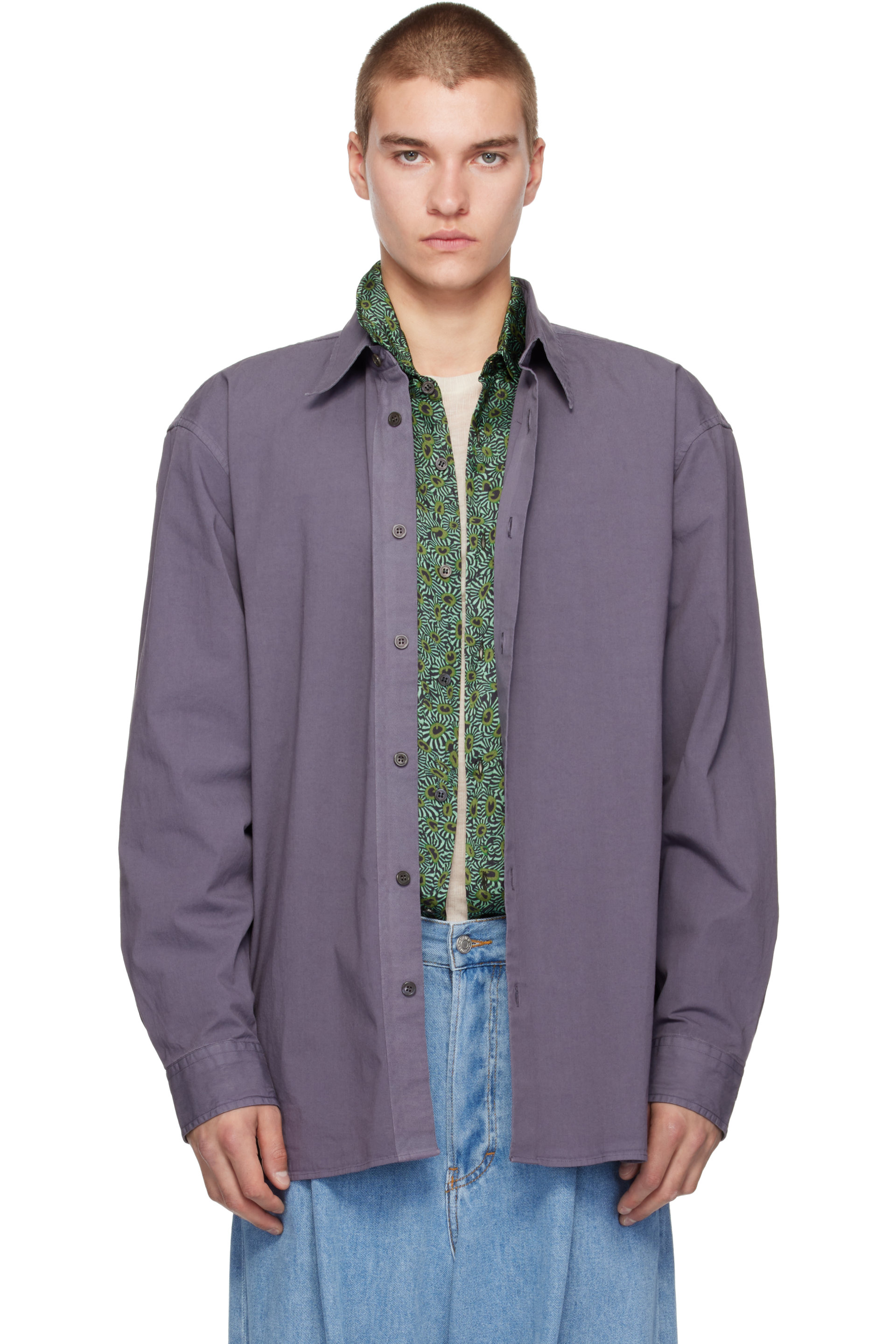 Dries Van Noten - Purple Cotton Poplin Shirt