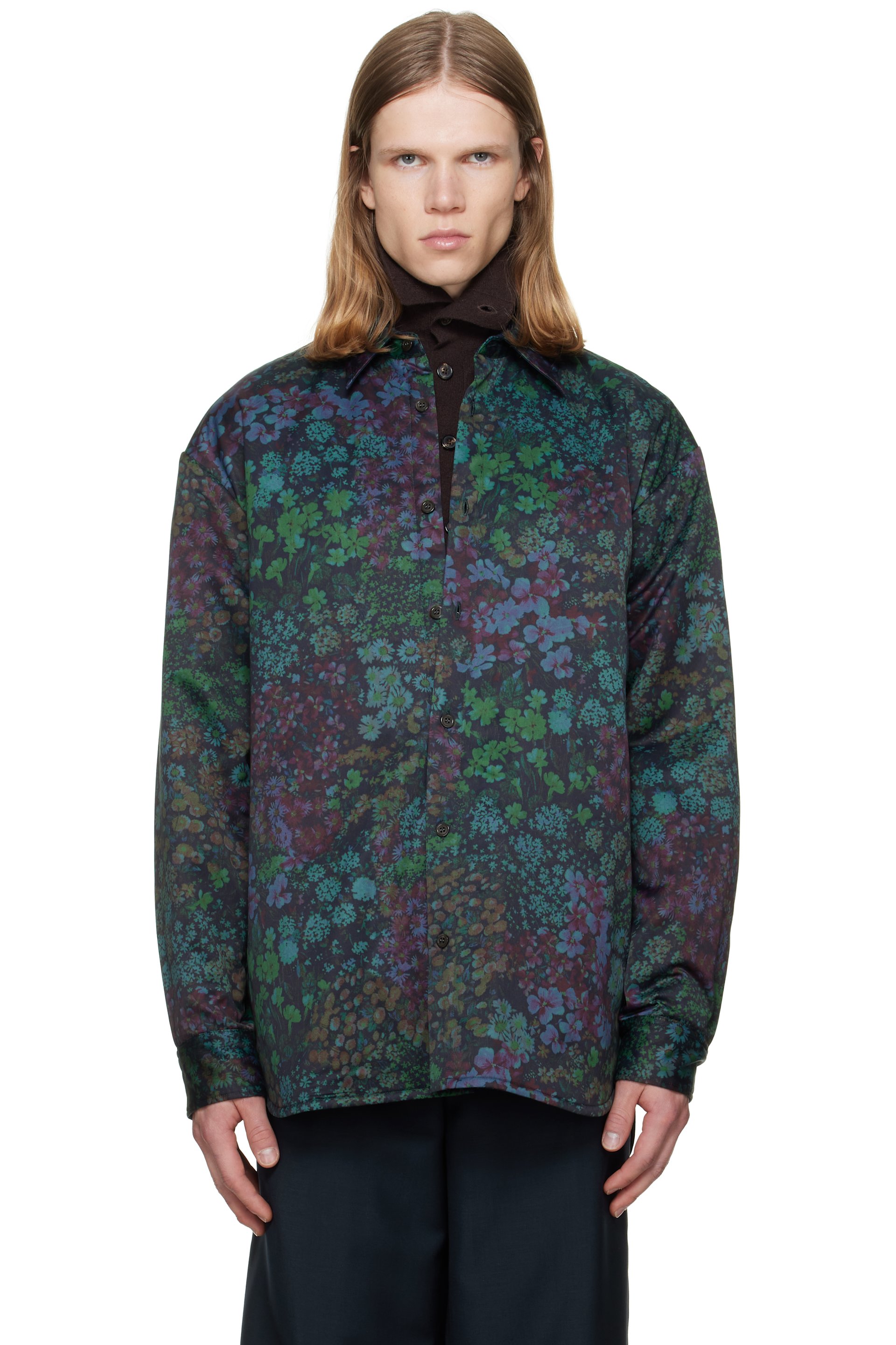 Dries Van Noten - Green Padded Floral Overshirt
