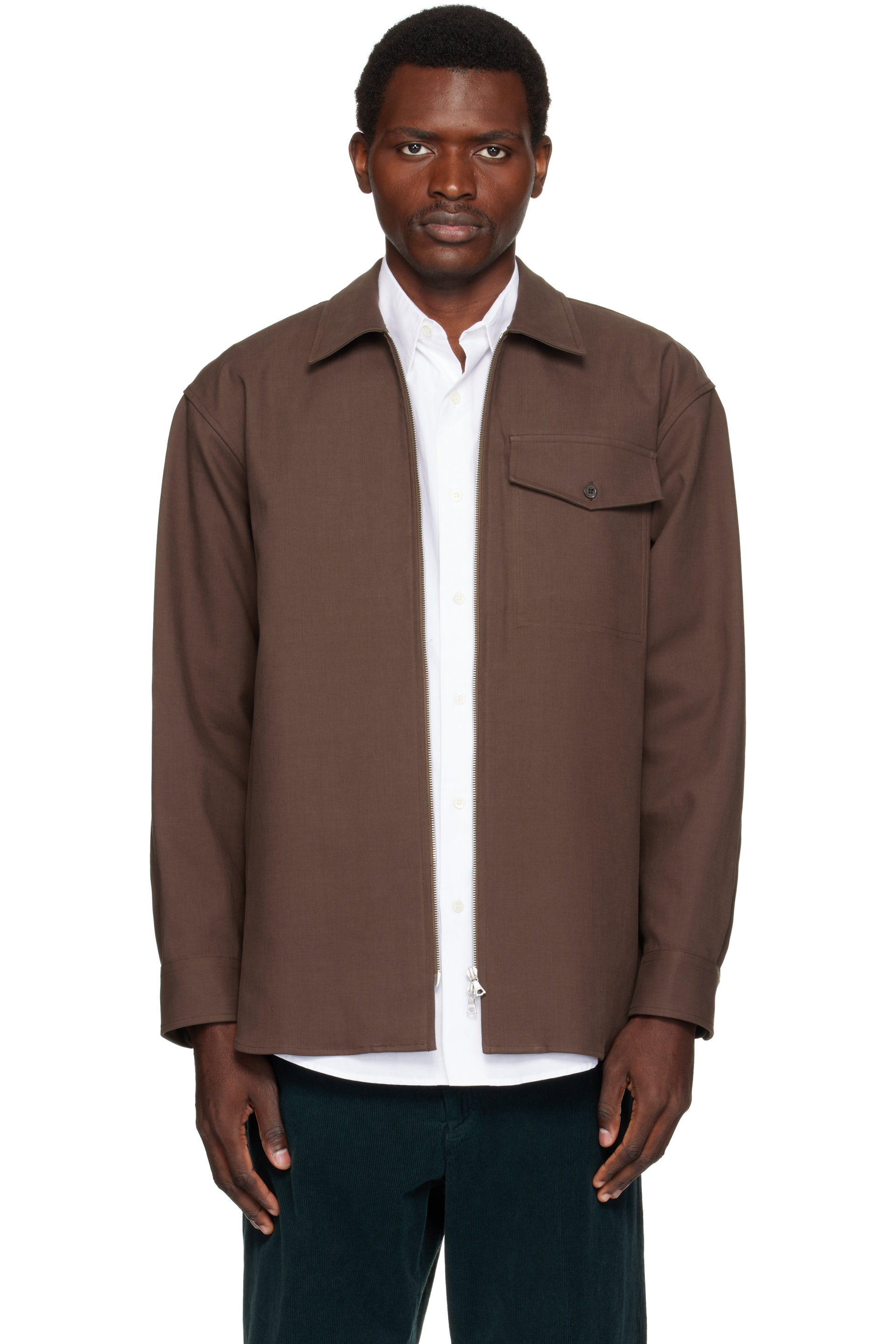 Dries Van Noten - Brown Zip Shirt