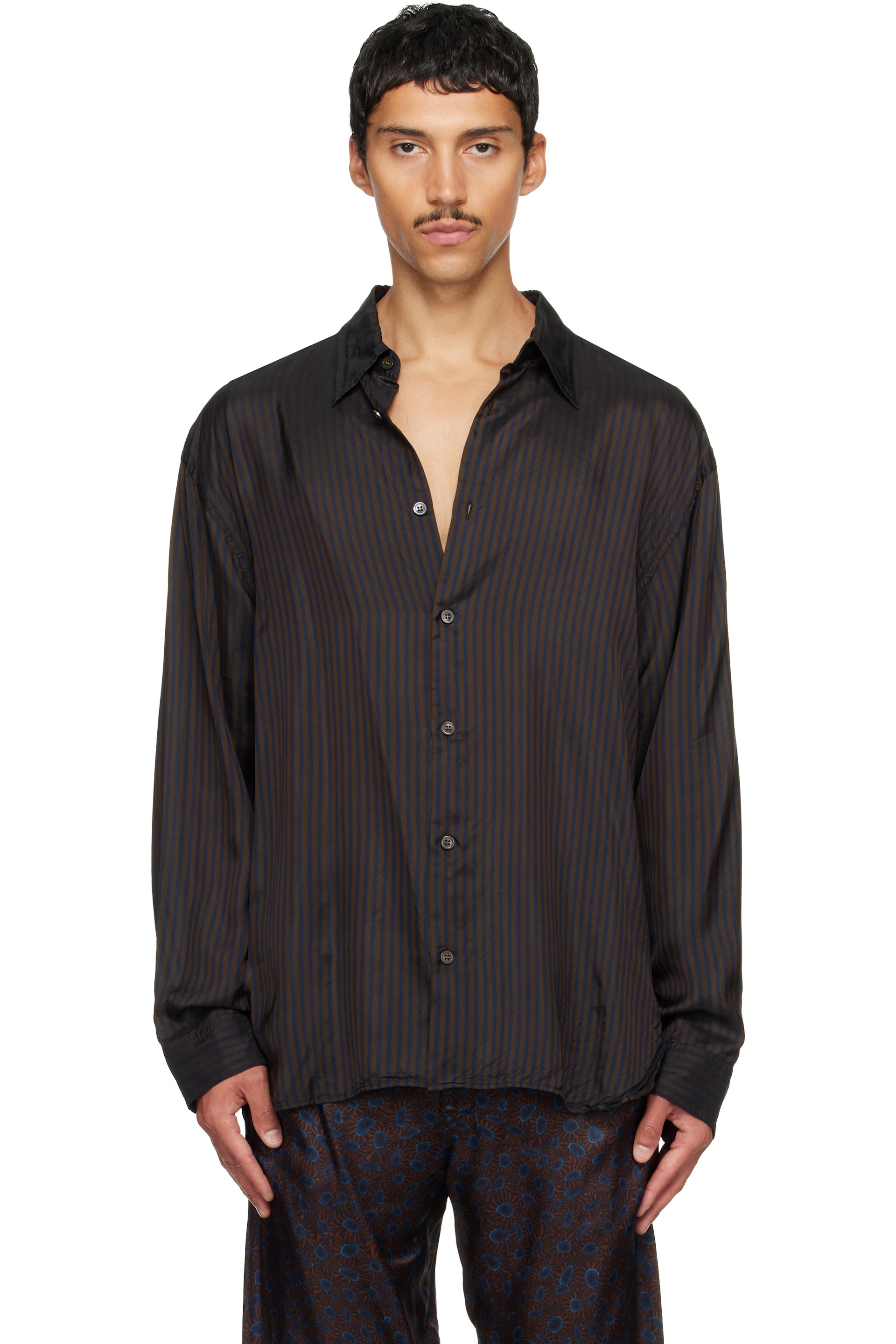 Dries Van Noten - Brown Stripe Shirt