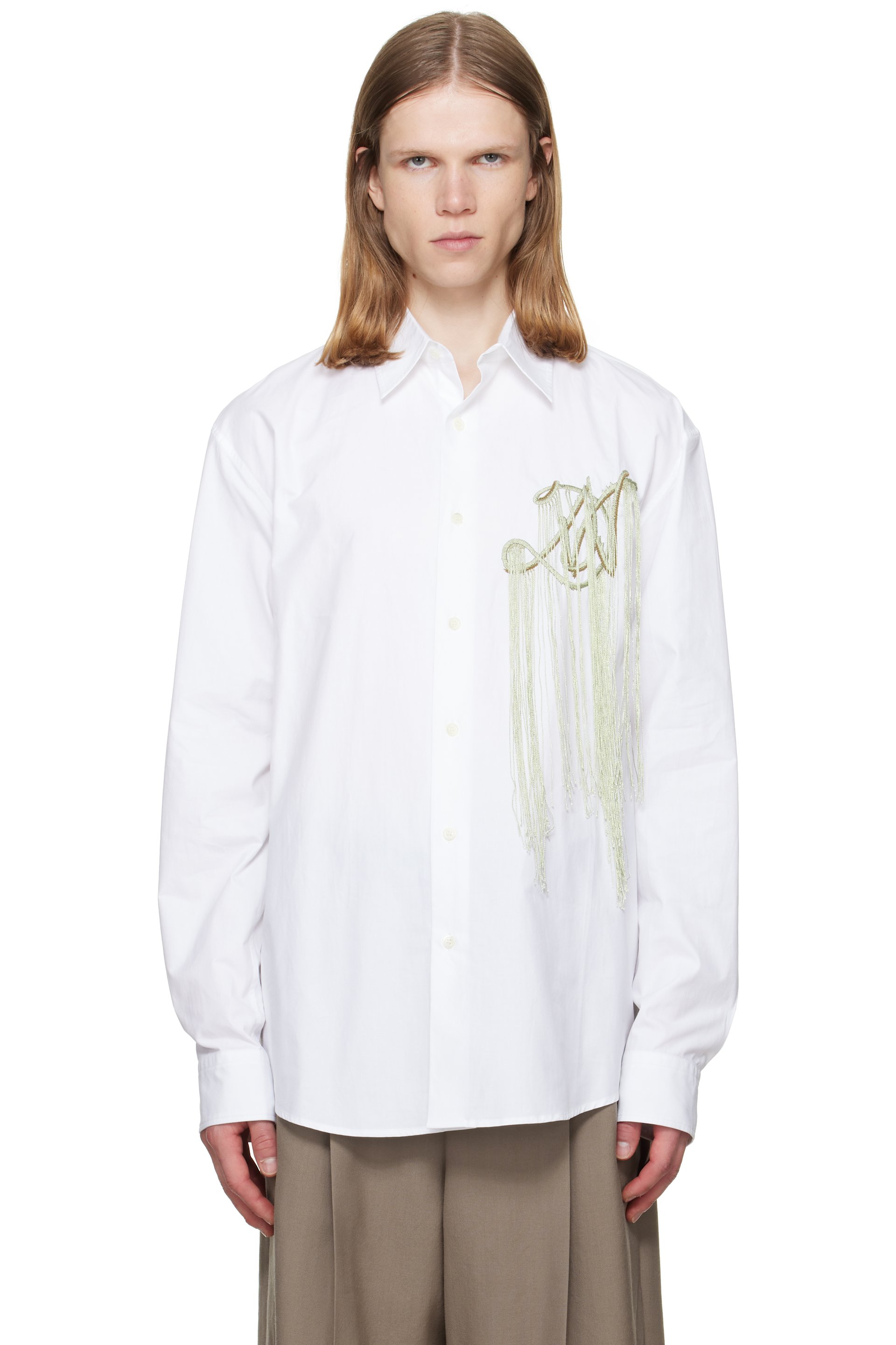 Dries Van Noten - White Embroidered Cotton Shirt