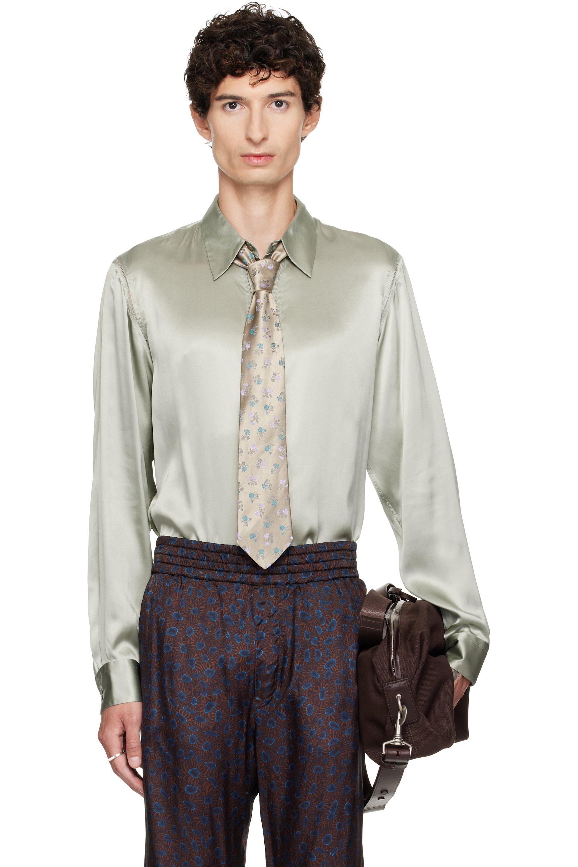 Dries Van Noten - Gray Silk Shirt