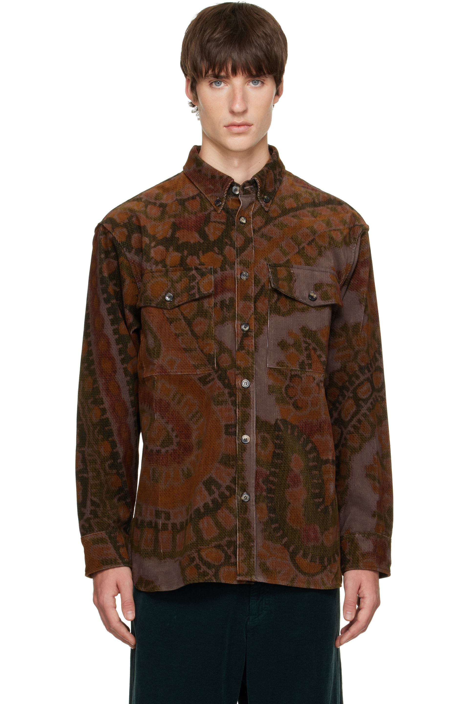 Dries Van Noten - Brown & Khaki Loose Corduroy Shirt