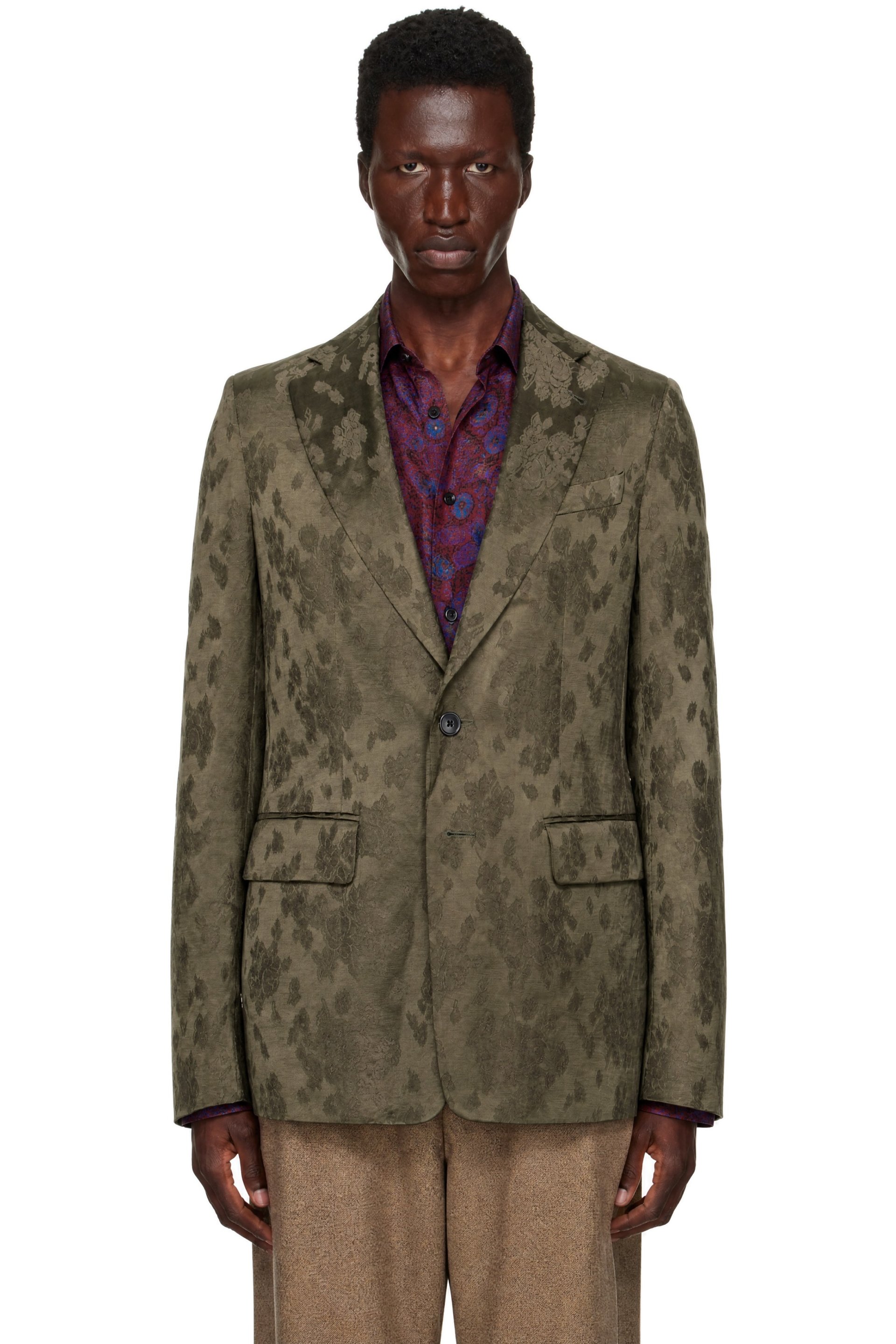 Dries Van Noten - Green Jacquard Blazer