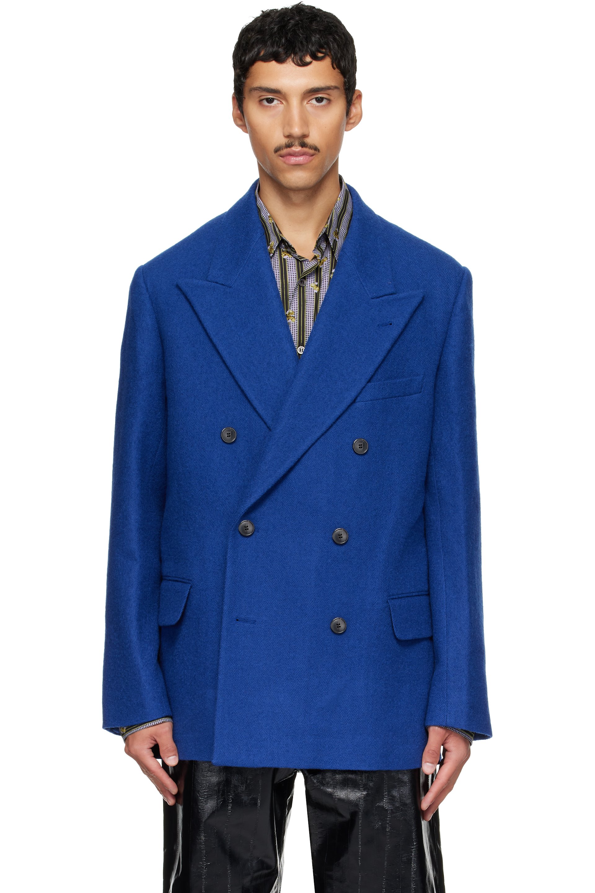 Dries Van Noten - Blue Oversized Wool Blazer