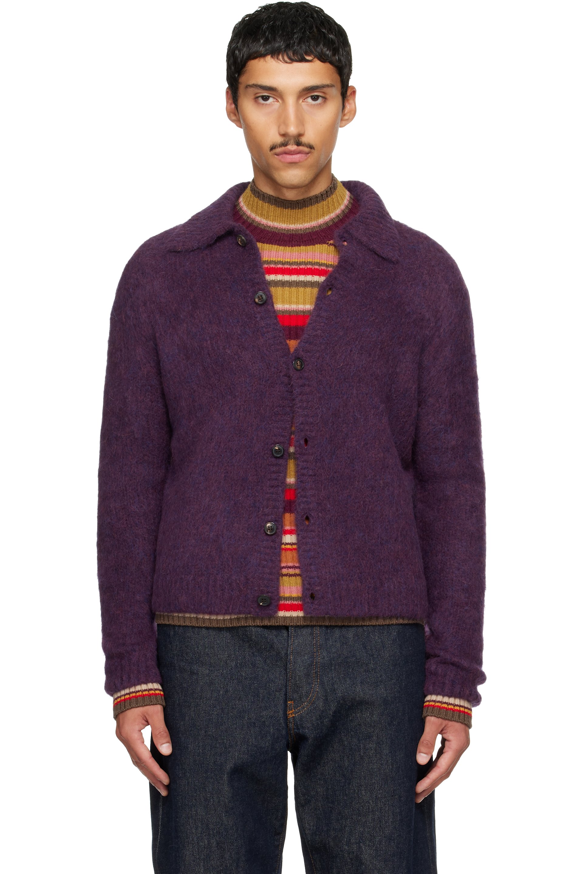 Dries Van Noten - Purple Alpaca Cardigan