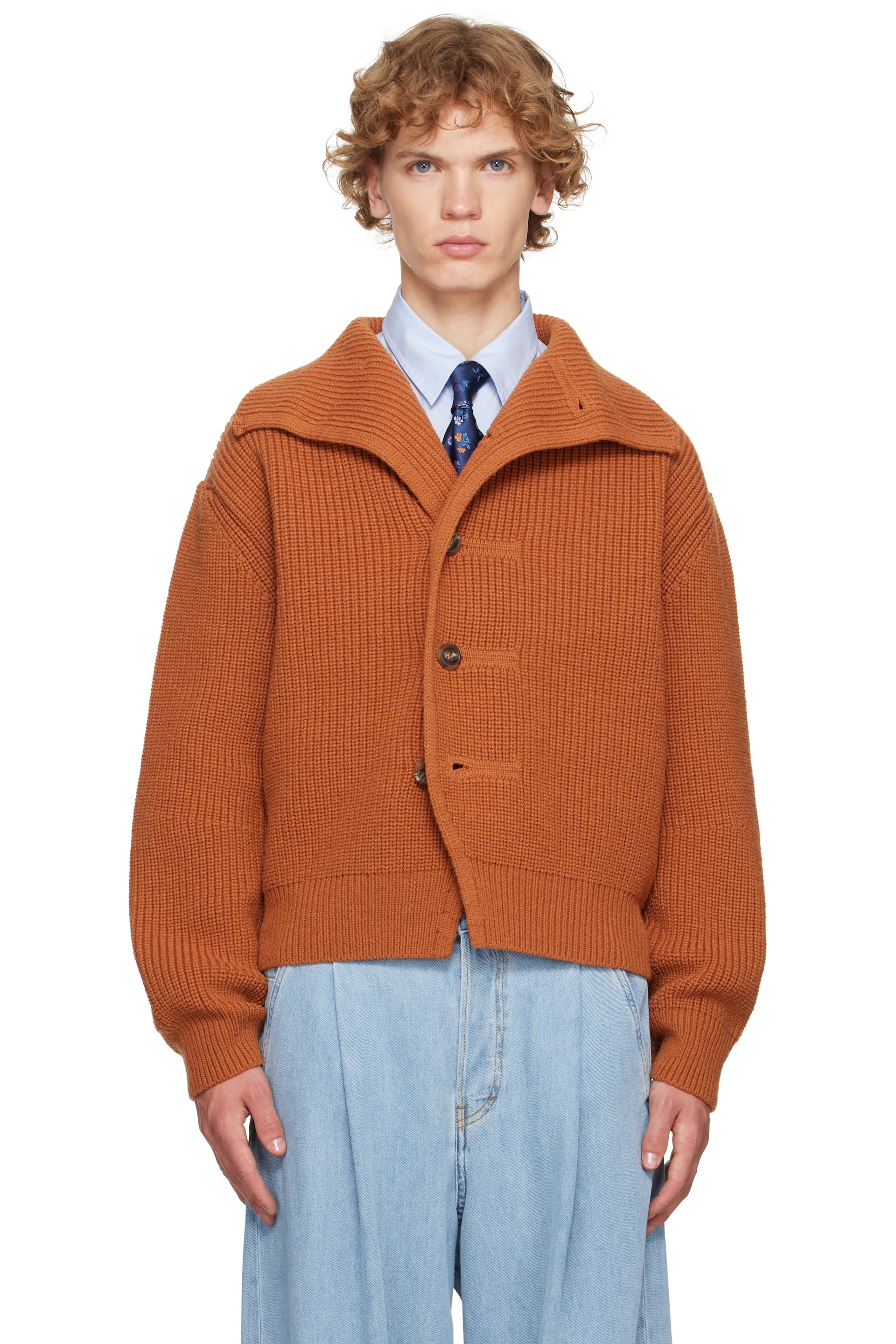 Dries Van Noten - オレンジ チャンキー ウール カーディガン