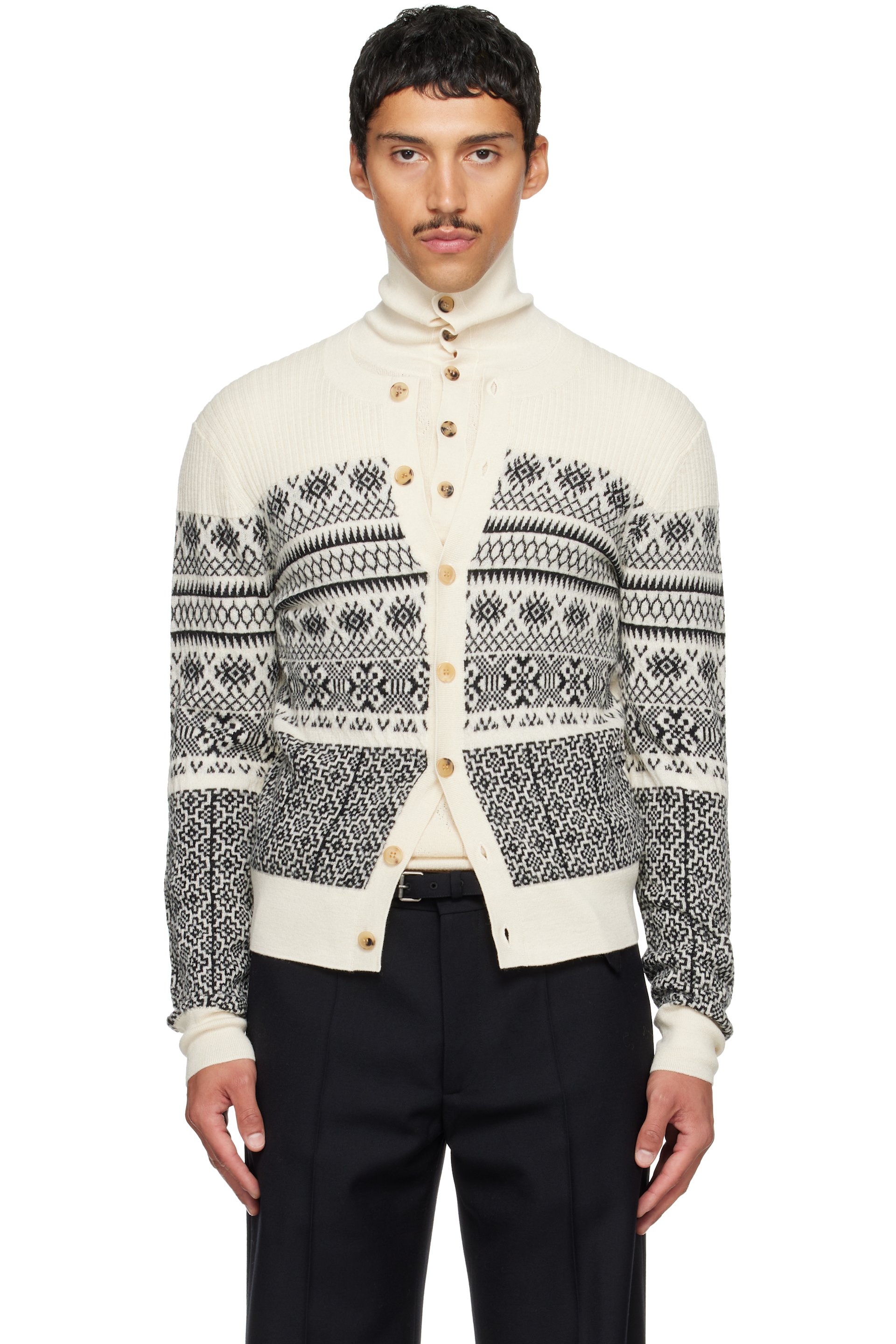 Dries Van Noten - Off-White Jacquard Wool Cardigan