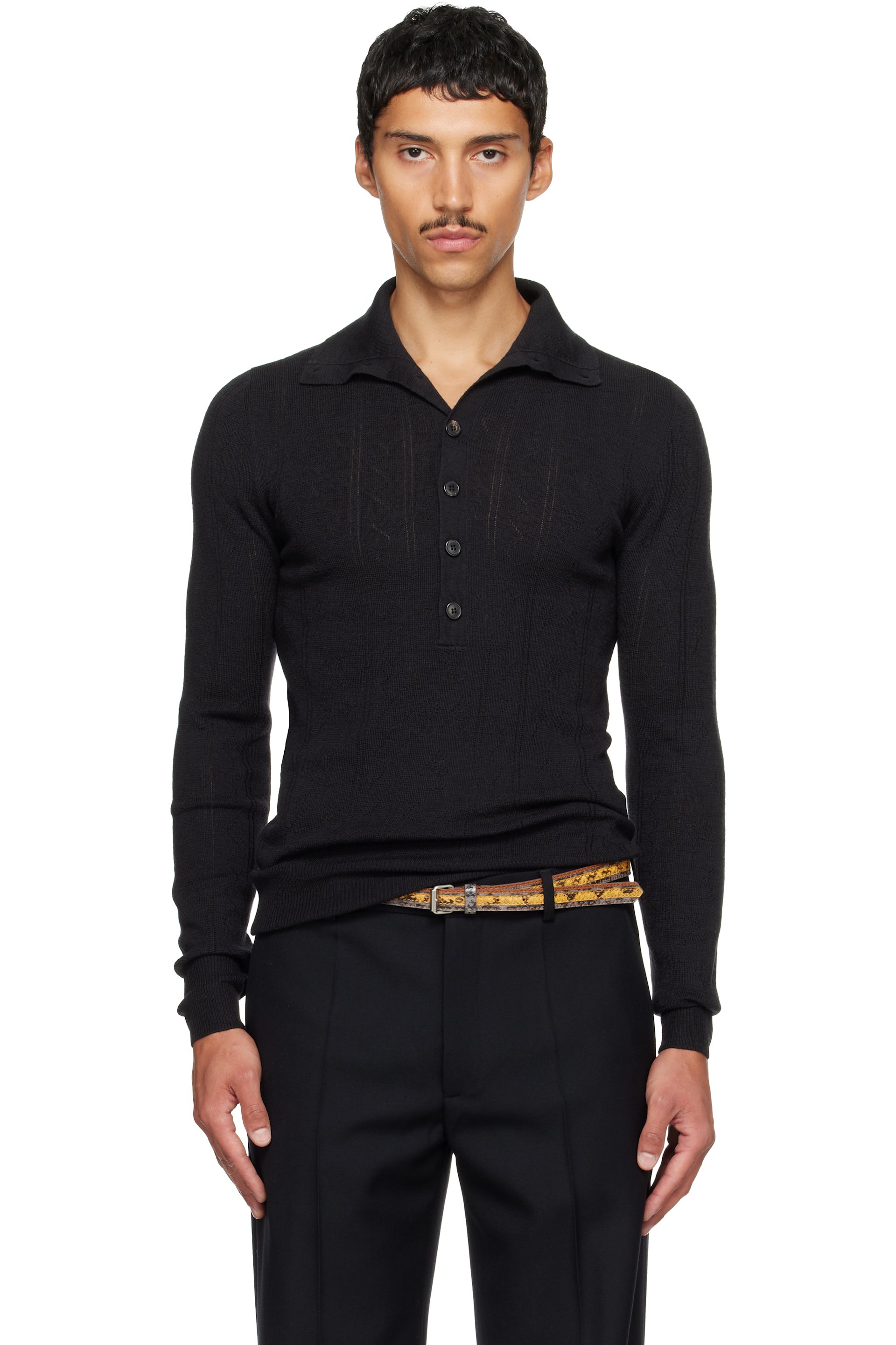 Dries Van Noten - Gray Pointelle Polo