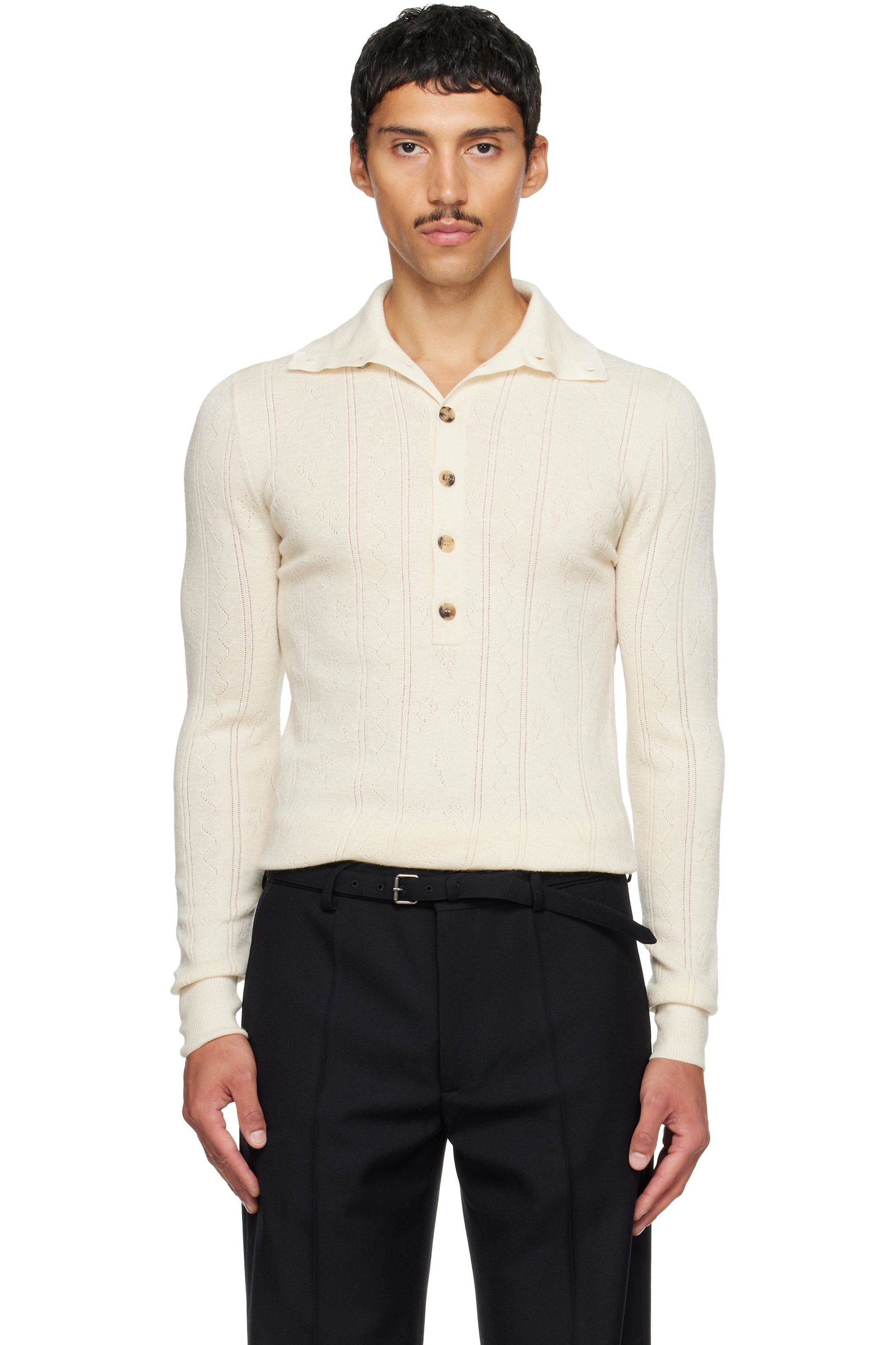 Dries Van Noten - Off-White Pointelle Polo