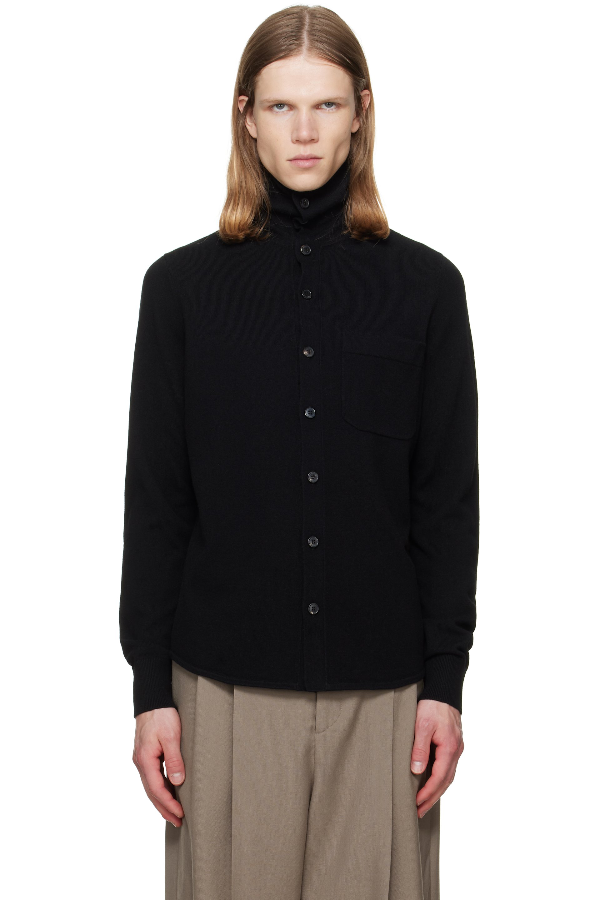 Dries Van Noten - Black Collar Cashmere Cardigan