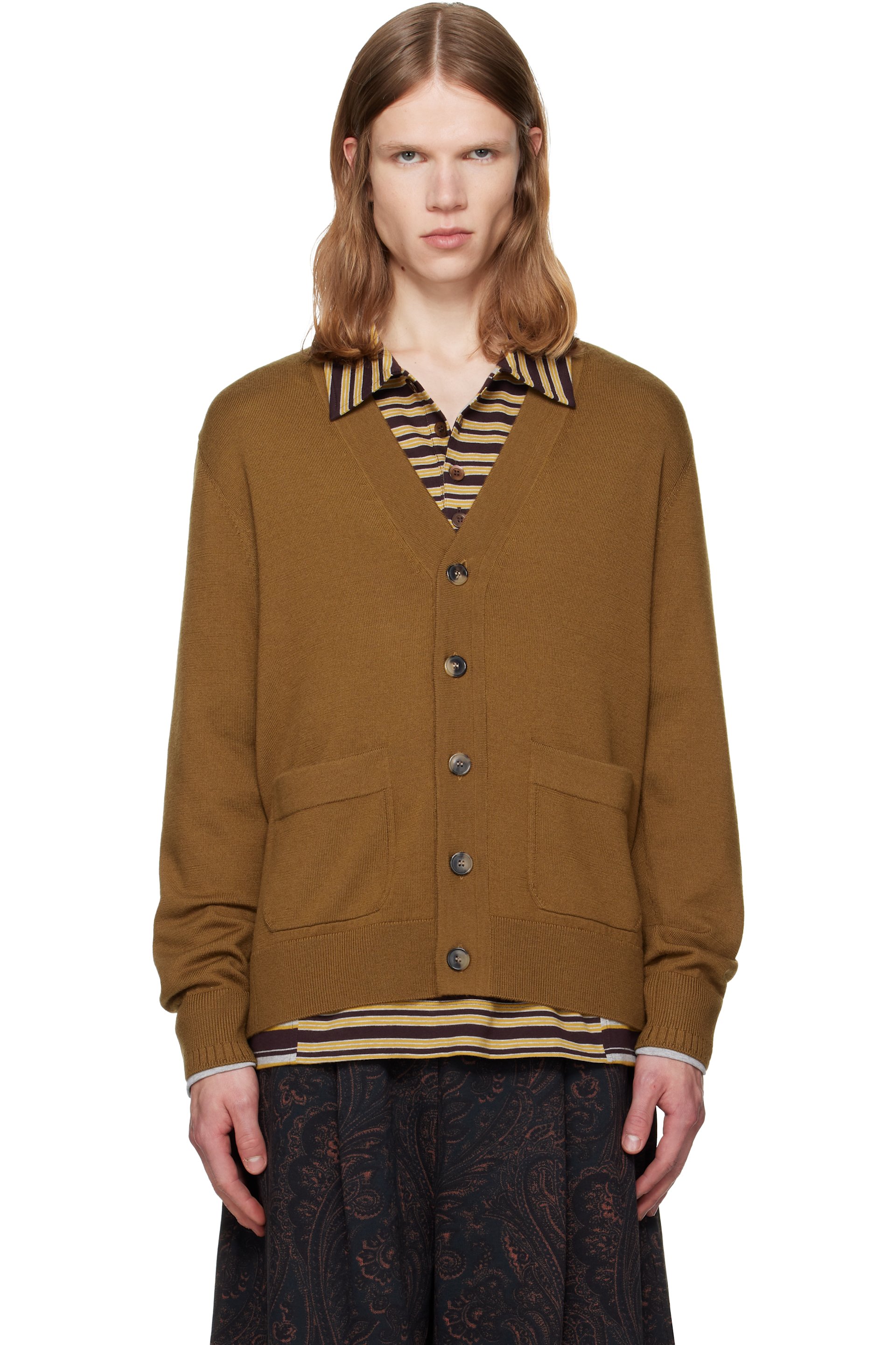 Dries Van Noten - Khaki Merino Wool Cardigan