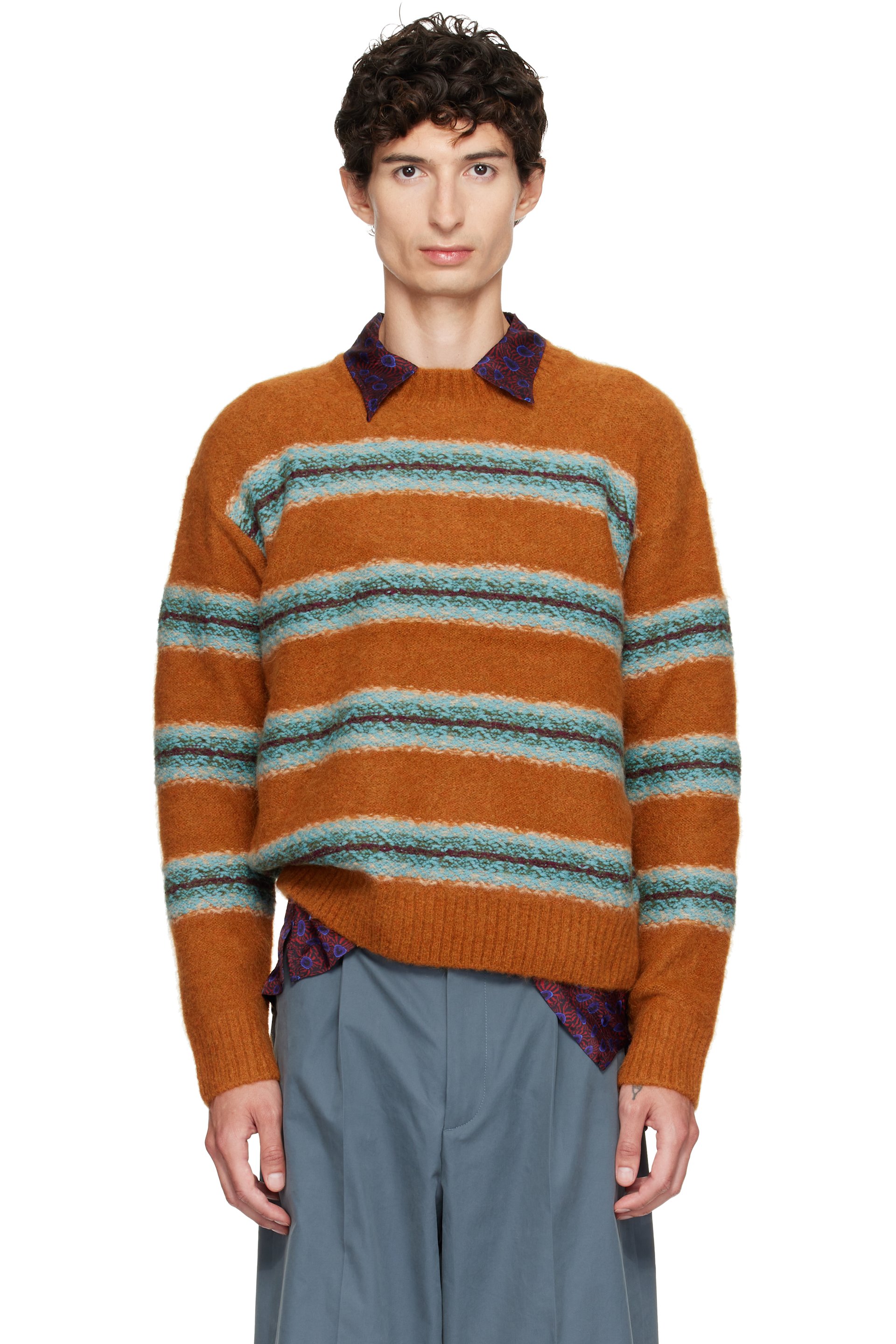 Dries Van Noten - Orange Jacquard Wool Sweater