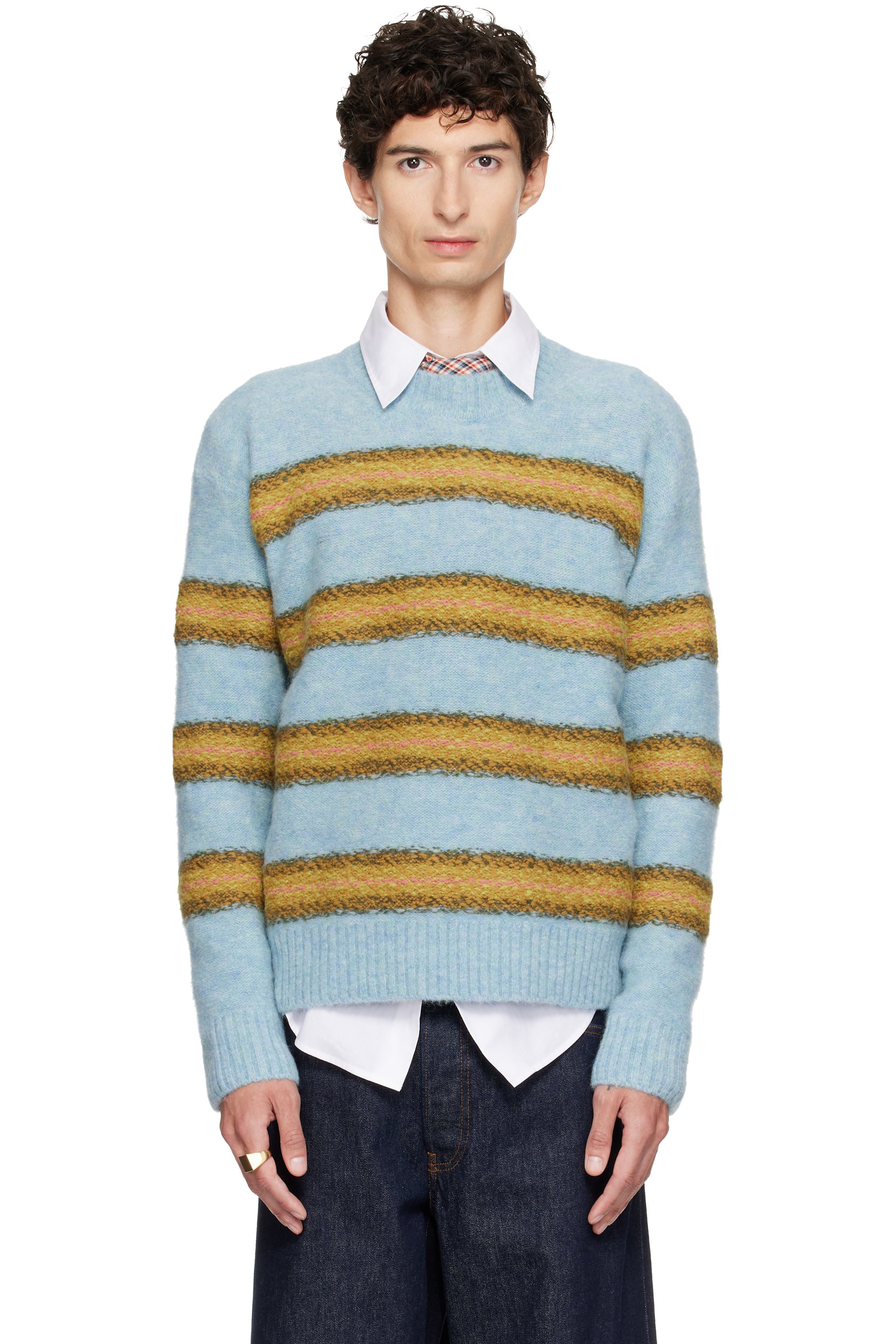 Dries Van Noten - Blue Jacquard Wool Sweater