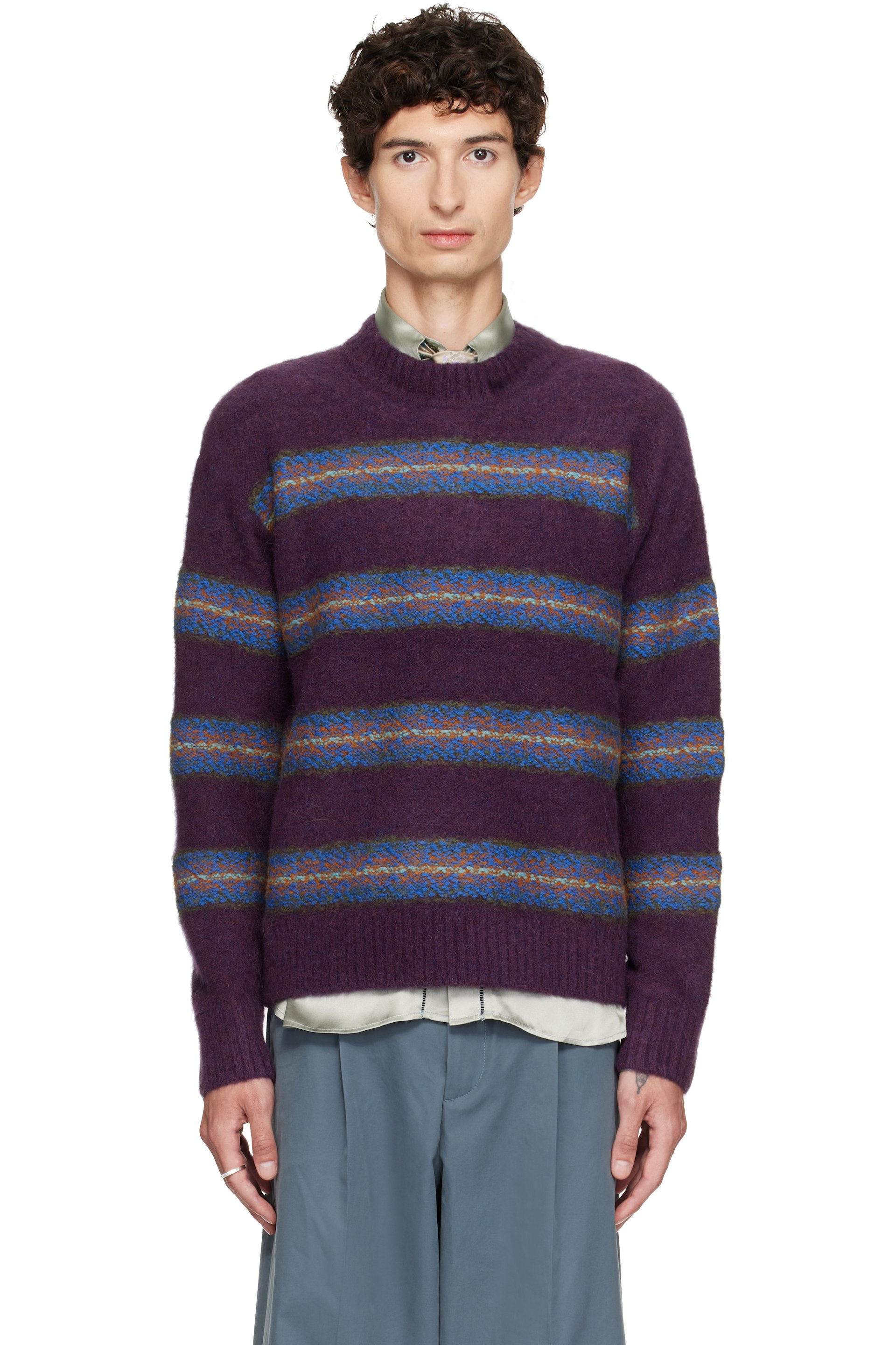 Dries Van Noten - Purple Jacquard Wool Sweater