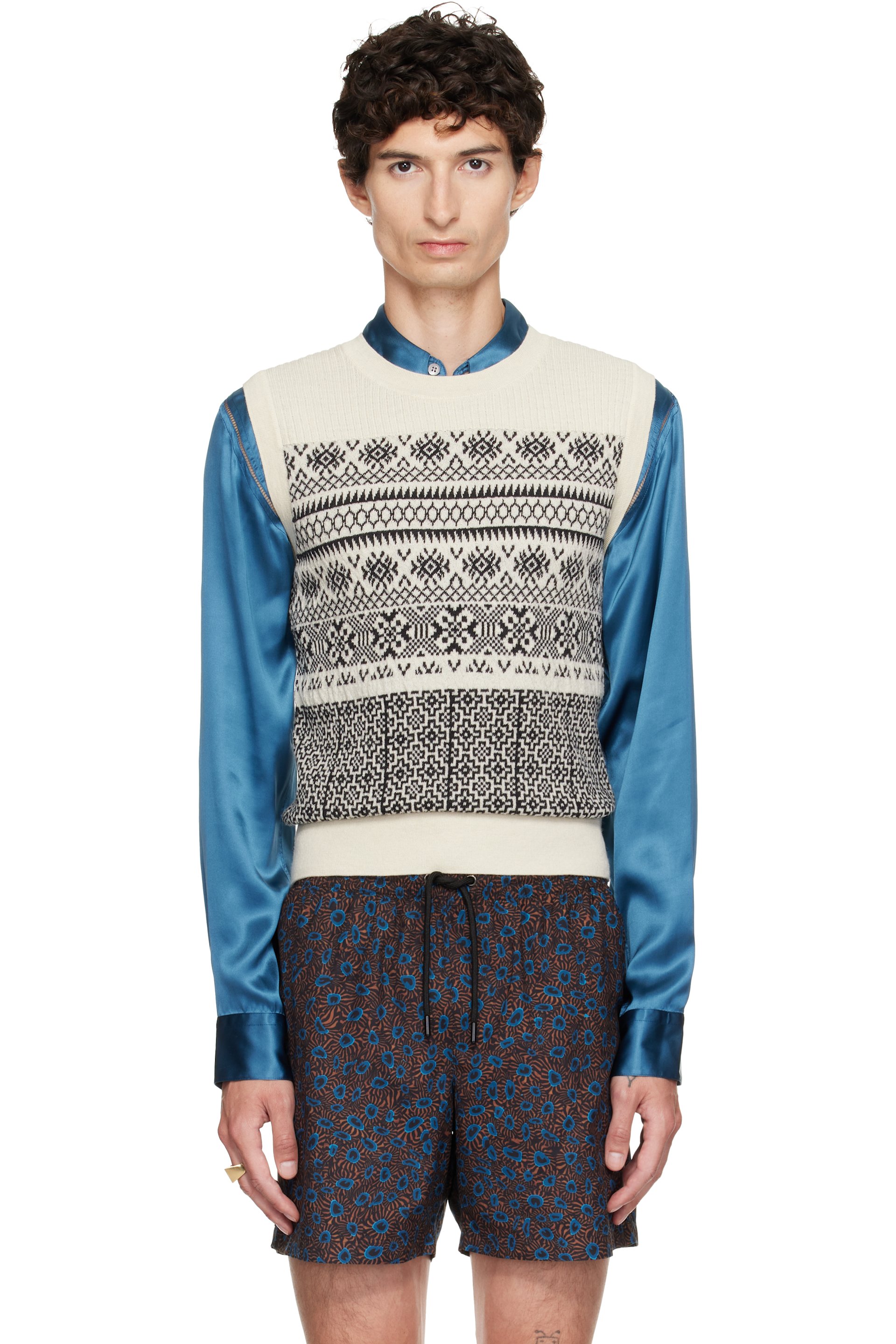Dries Van Noten - Off-White Jacquard Wool Sweater Vest