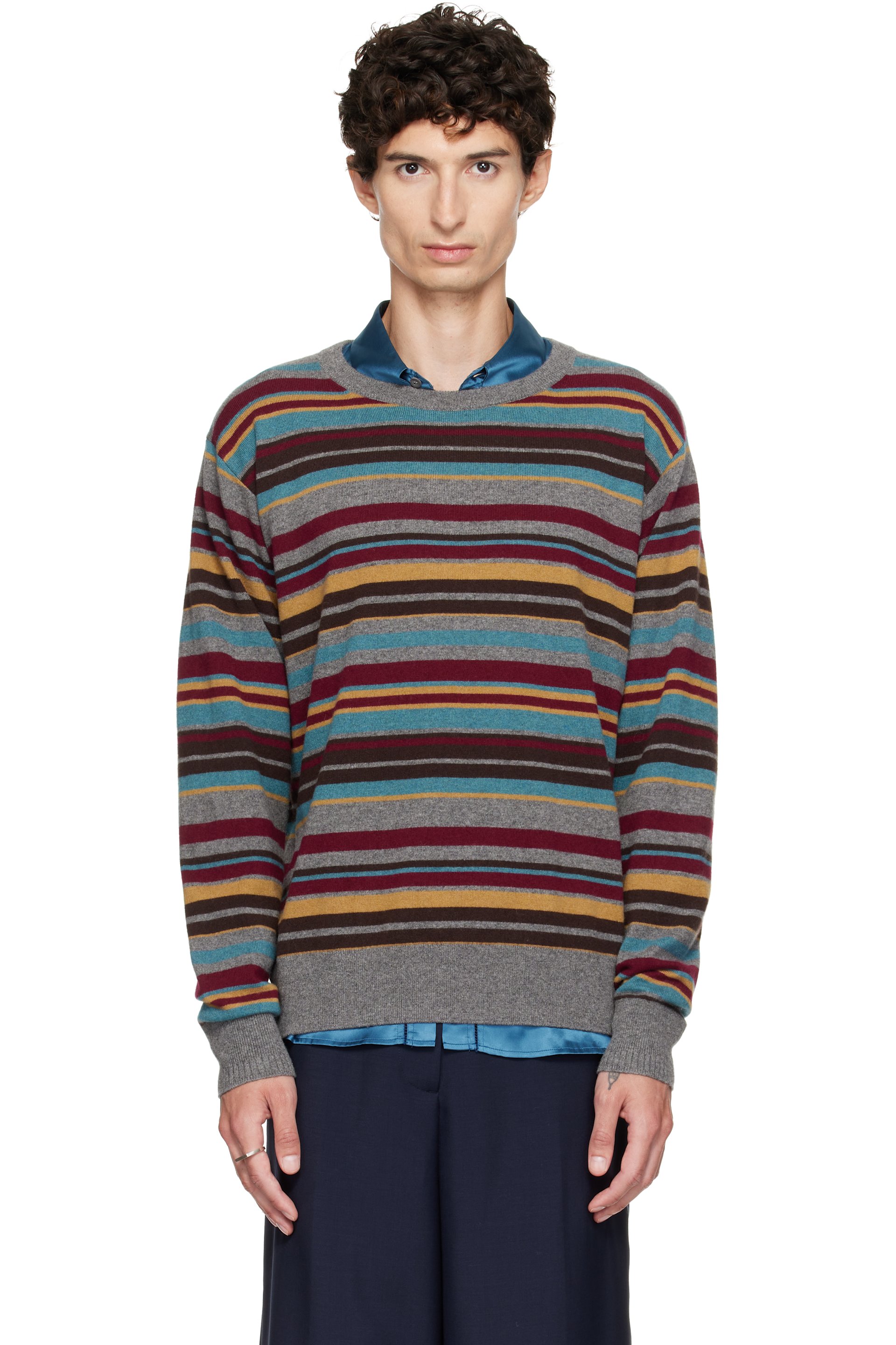 Dries Van Noten - Gray Striped Sweater