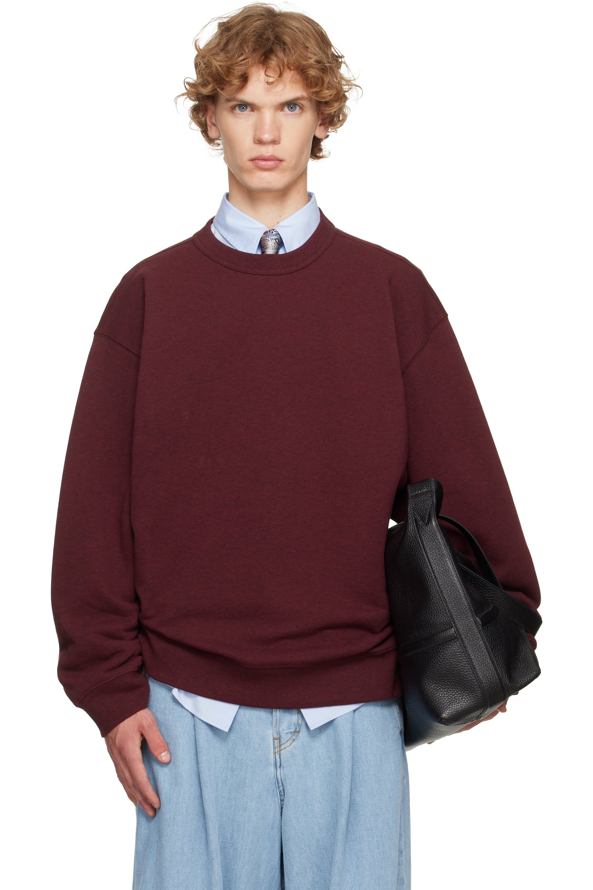 Dries Van Noten - バーガンディ オーバーサイズ コットン スウェットシャツ