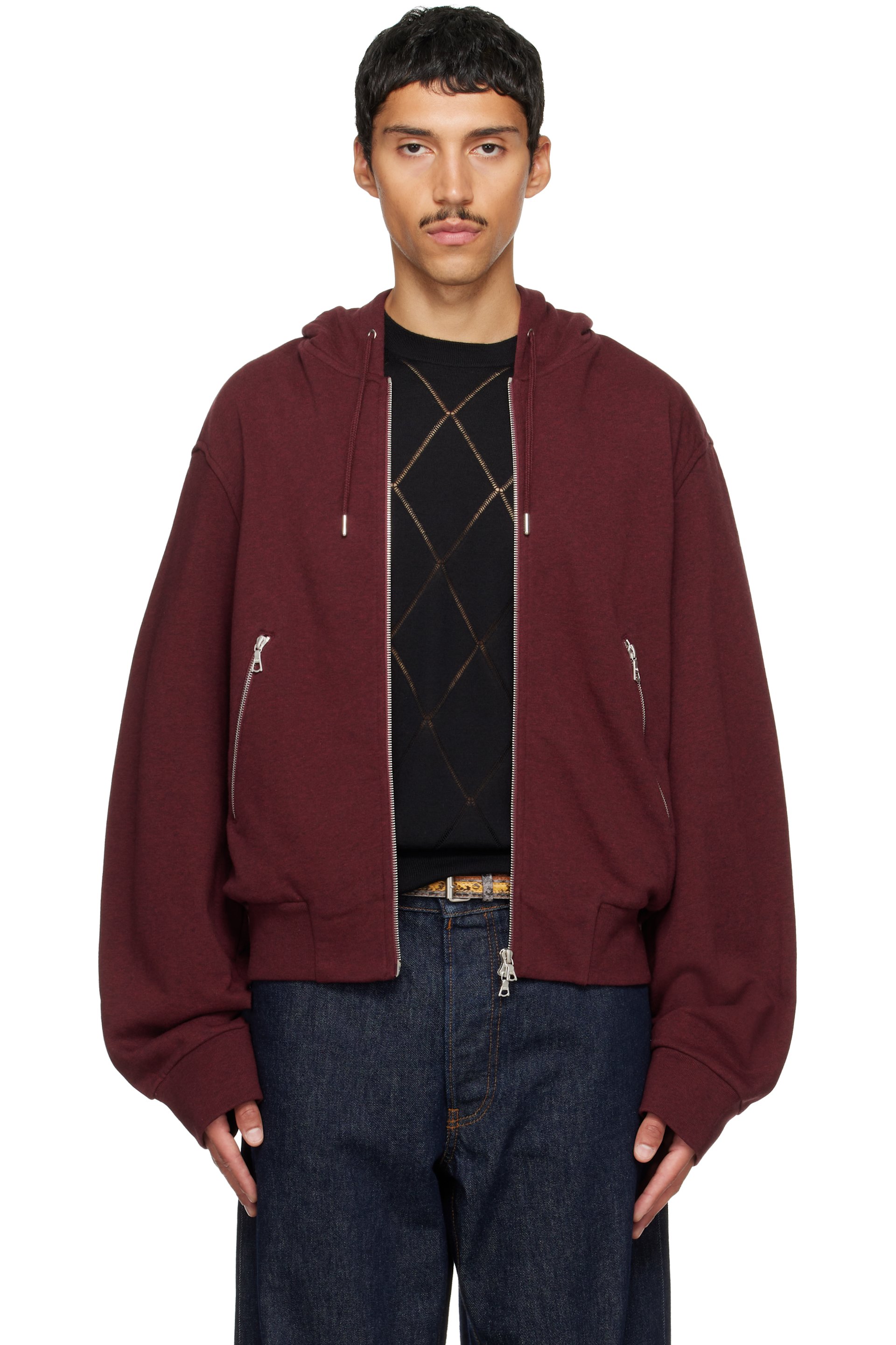 Dries Van Noten - Burgundy Cotton Hoodie